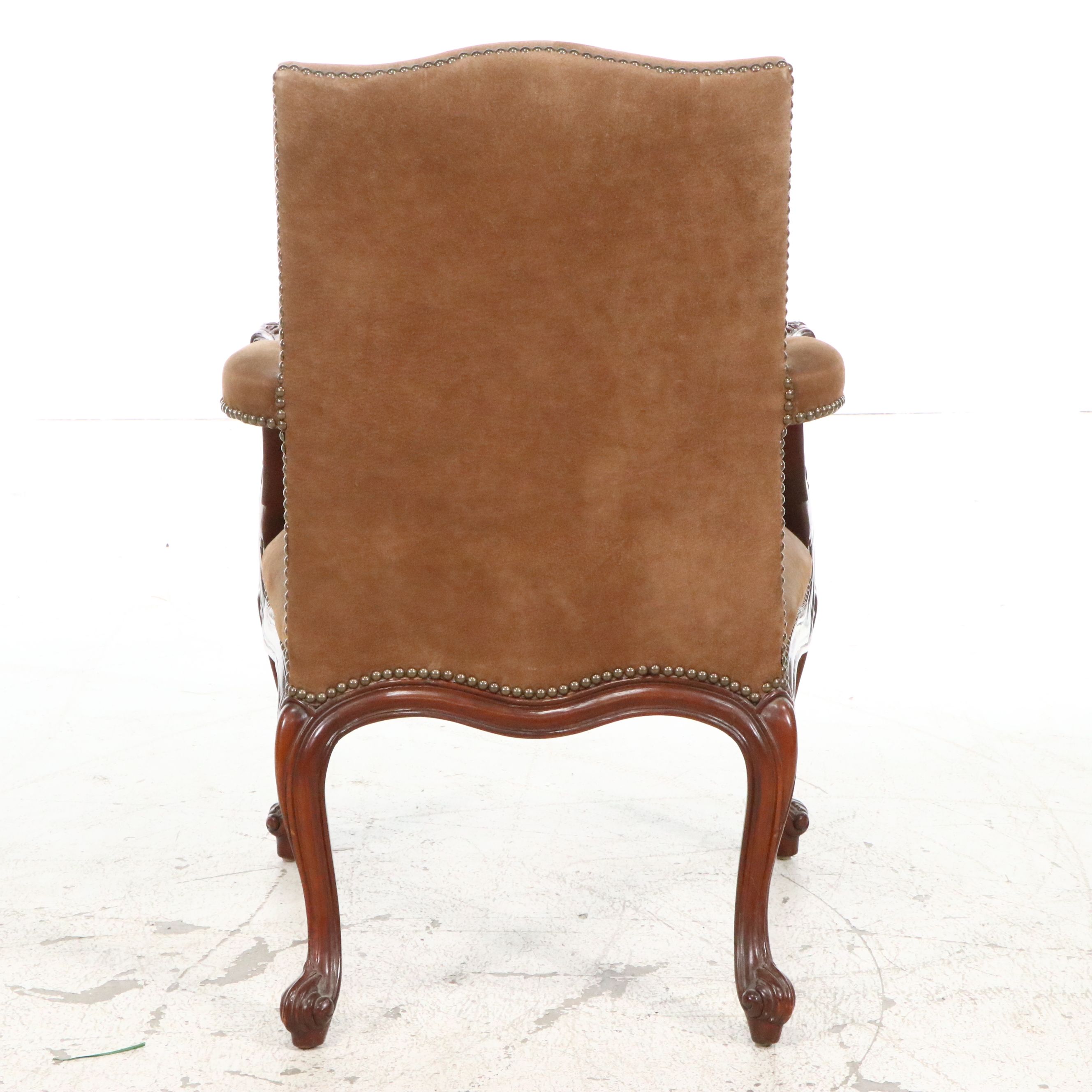 Chippendale Style Carved Mahogany Open Armchair, Late 20th Century