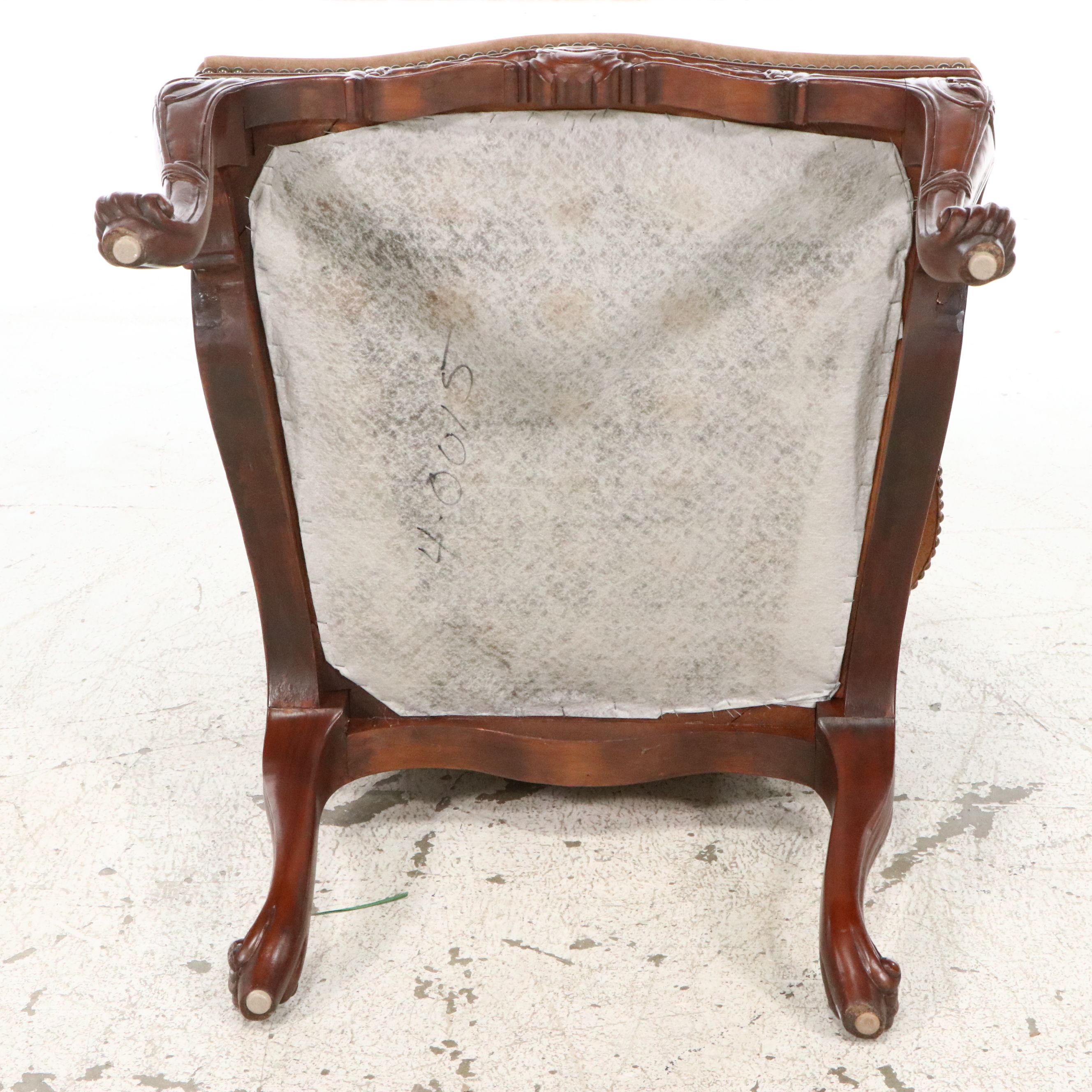 Chippendale Style Carved Mahogany Open Armchair, Late 20th Century
