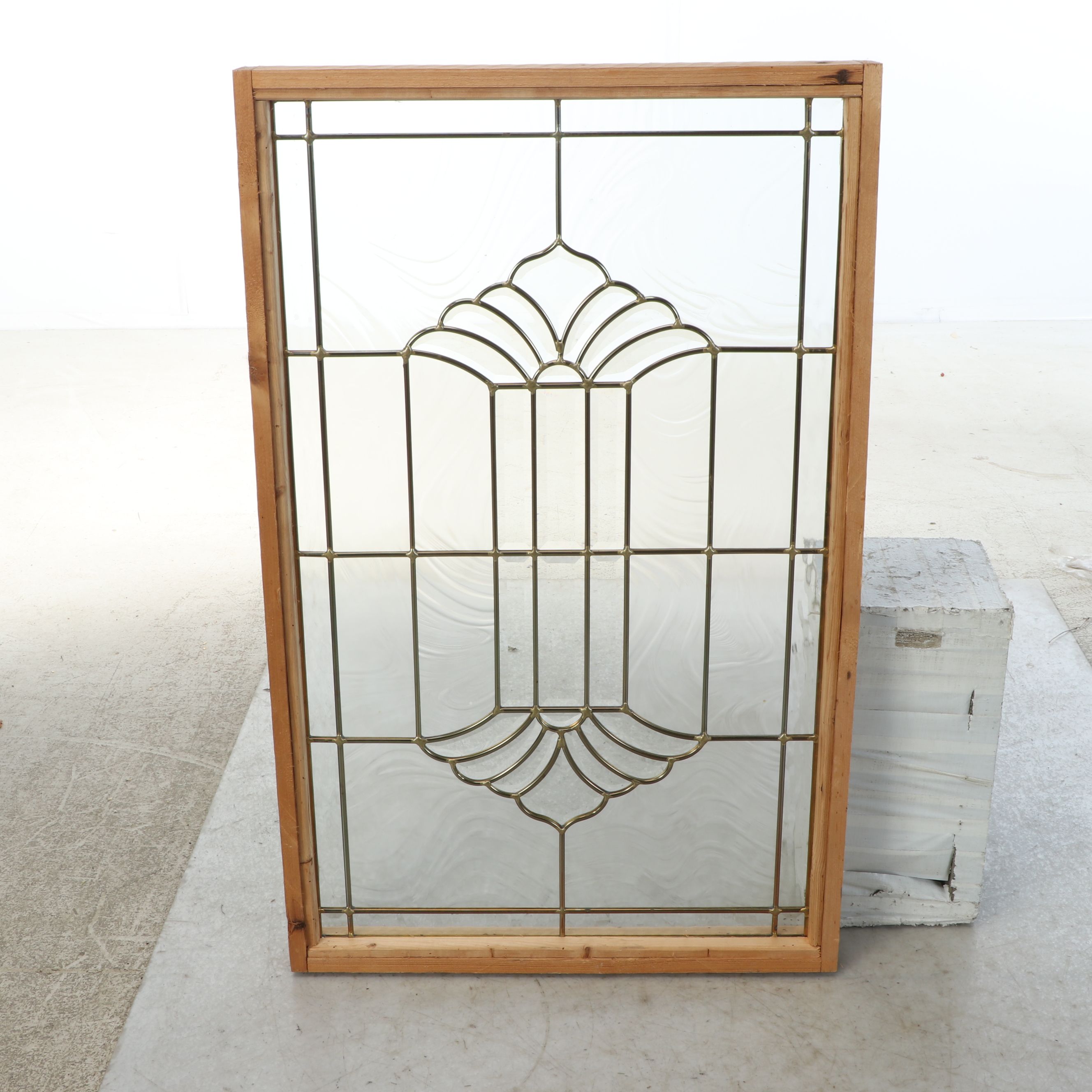 Beveled and Textured Glass Leaded Window Panel