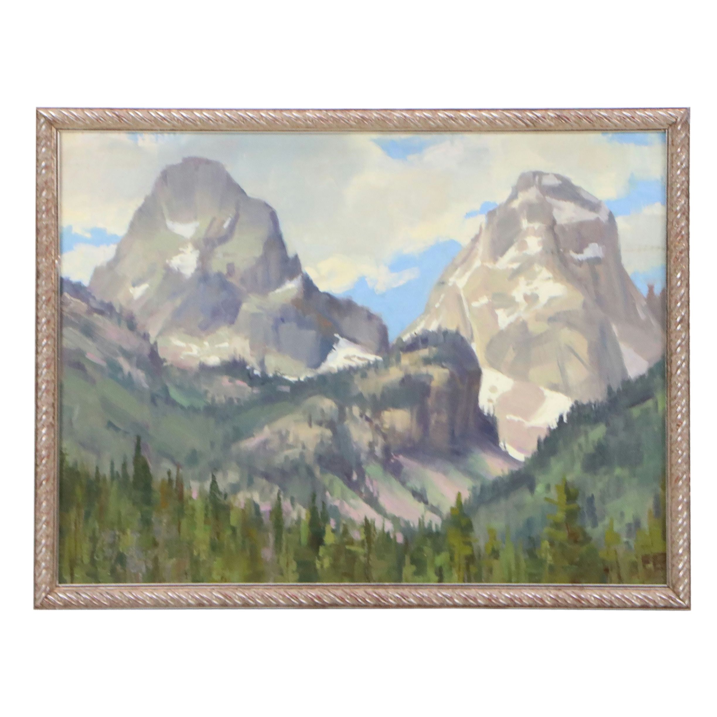 Chuck Marshall Landscape Oil Painting "The Tetons," 21st Century
