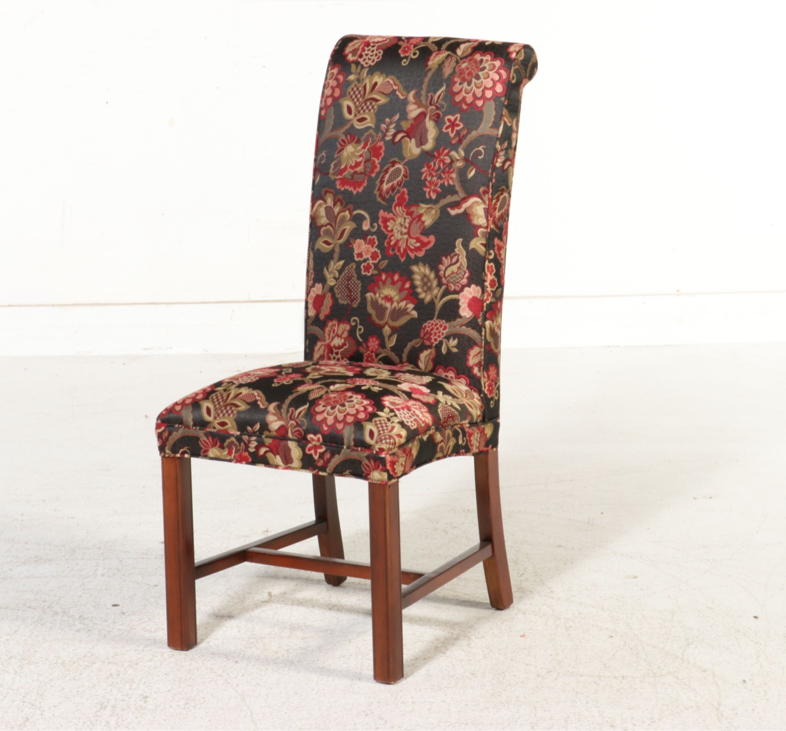 Chippendale Style and Other Floral Upholstered Dining Chairs, Late 20th Century