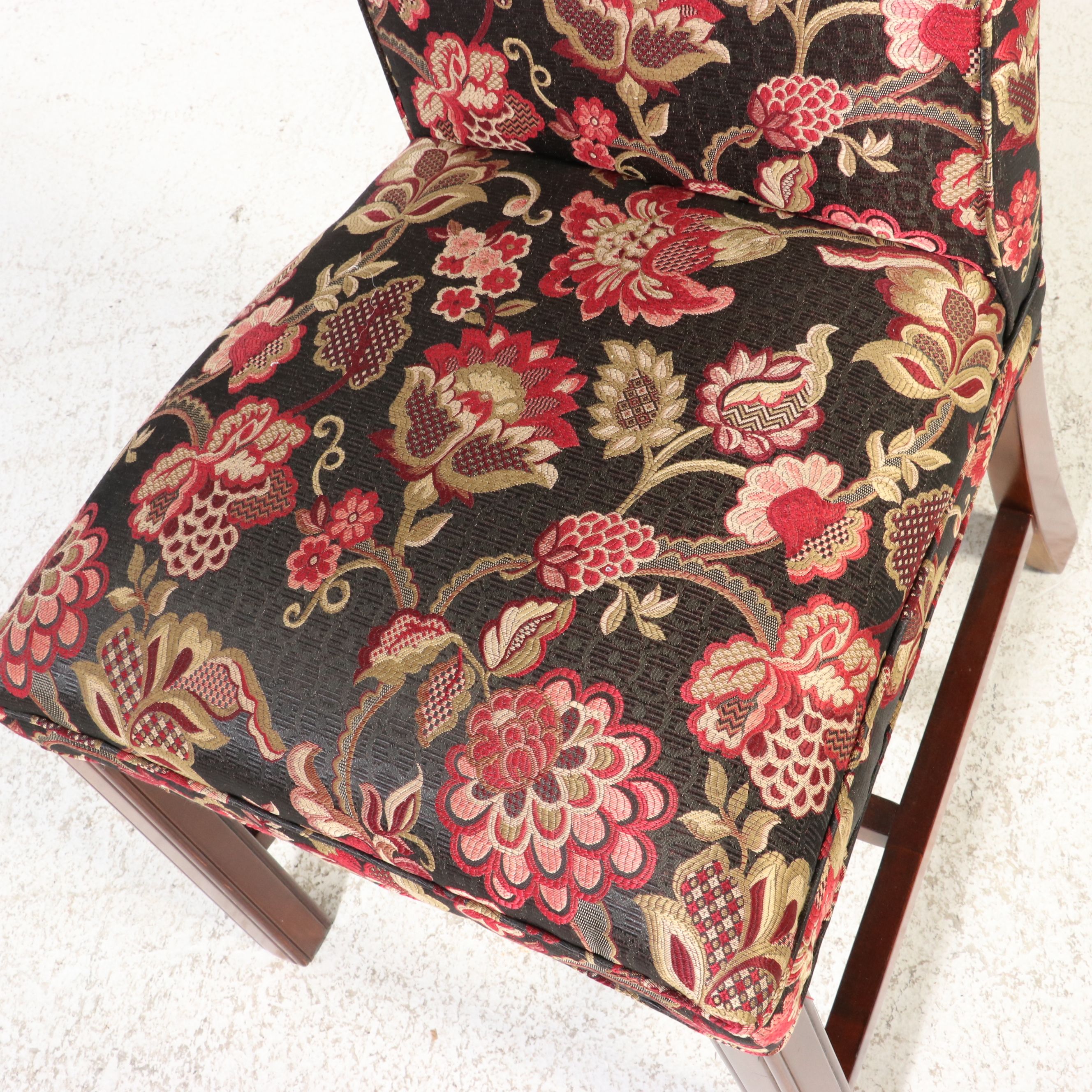 Chippendale Style and Other Floral Upholstered Dining Chairs, Late 20th Century