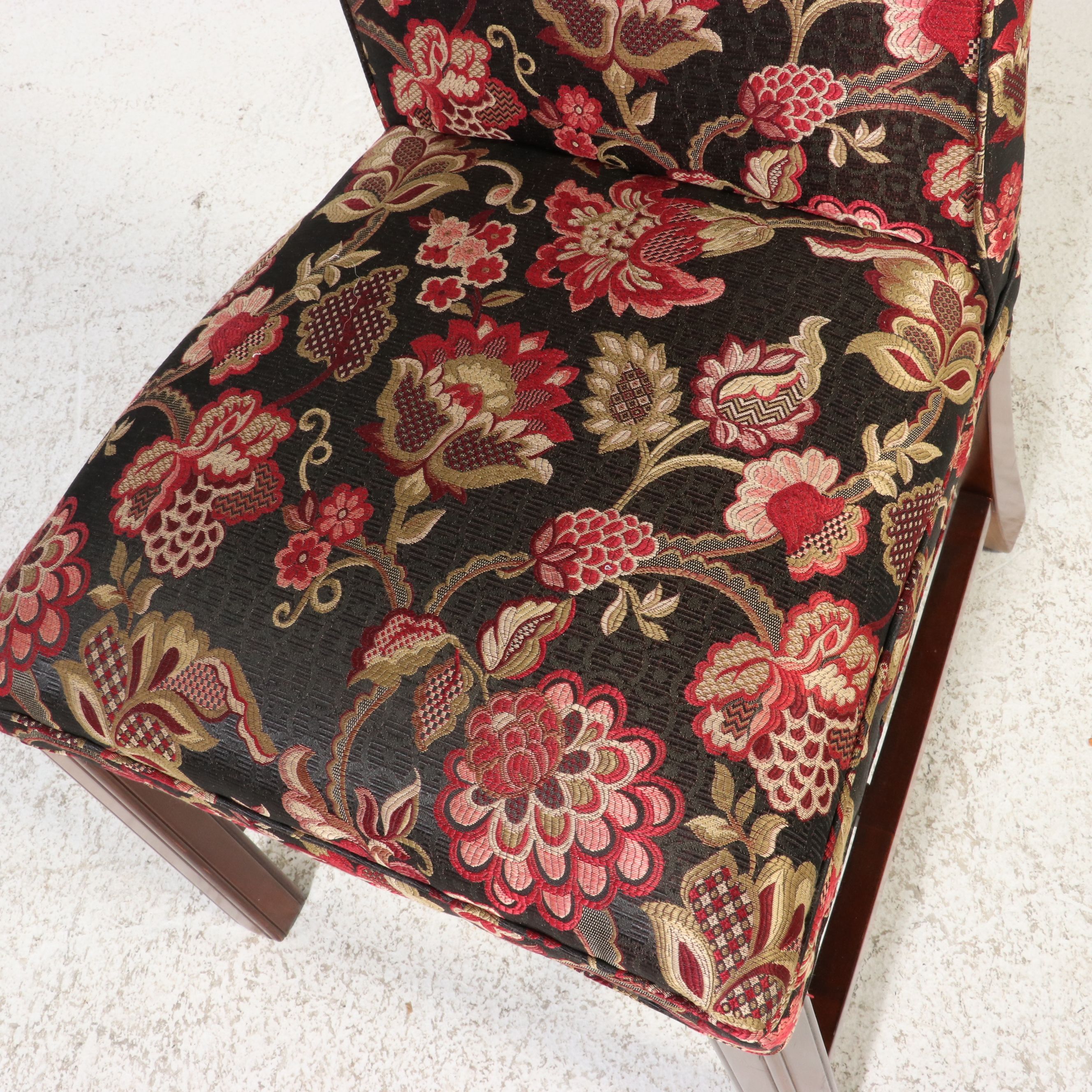 Chippendale Style and Other Floral Upholstered Dining Chairs, Late 20th Century