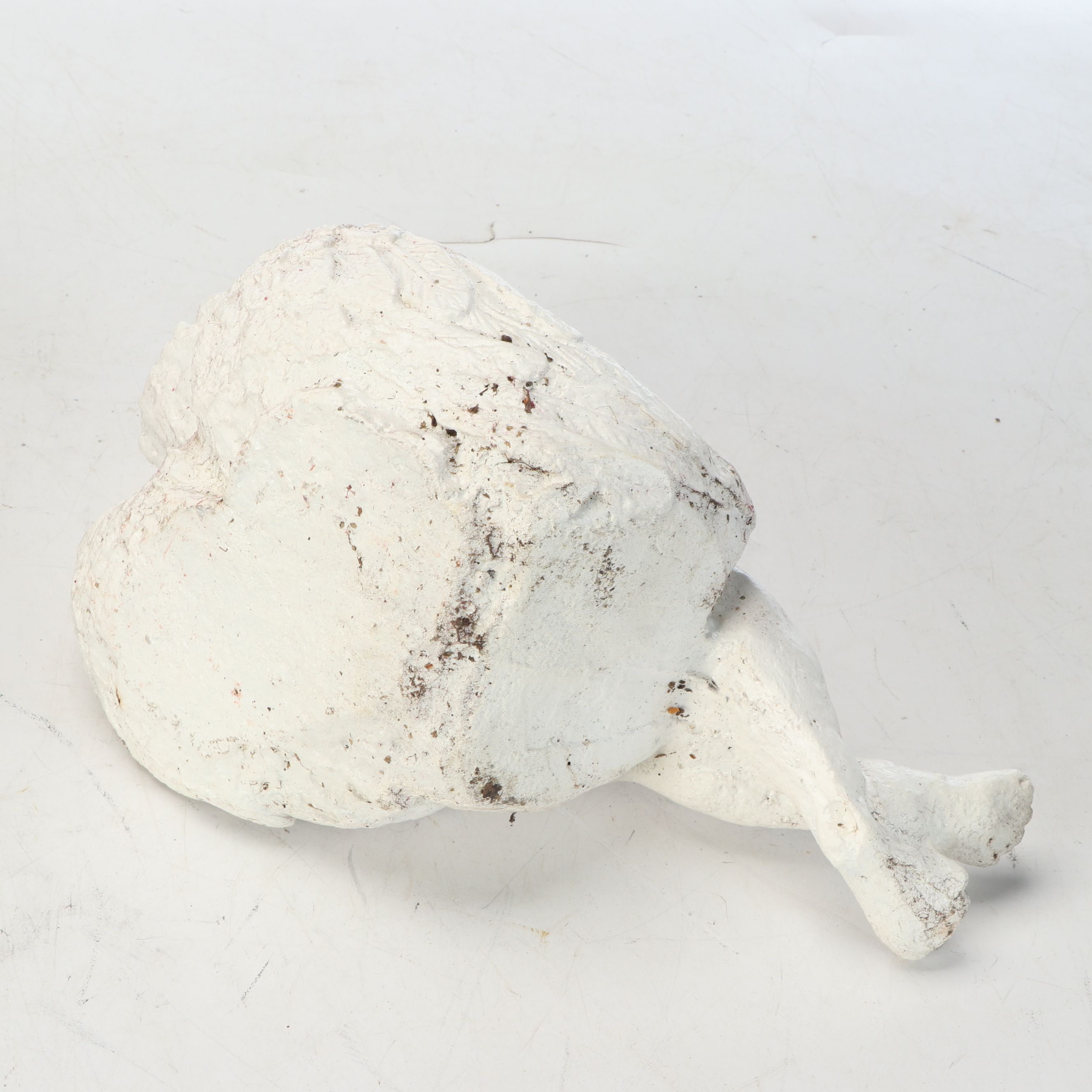 Concrete Virgin Mary and Plaster Seated Angel Lawn Statues