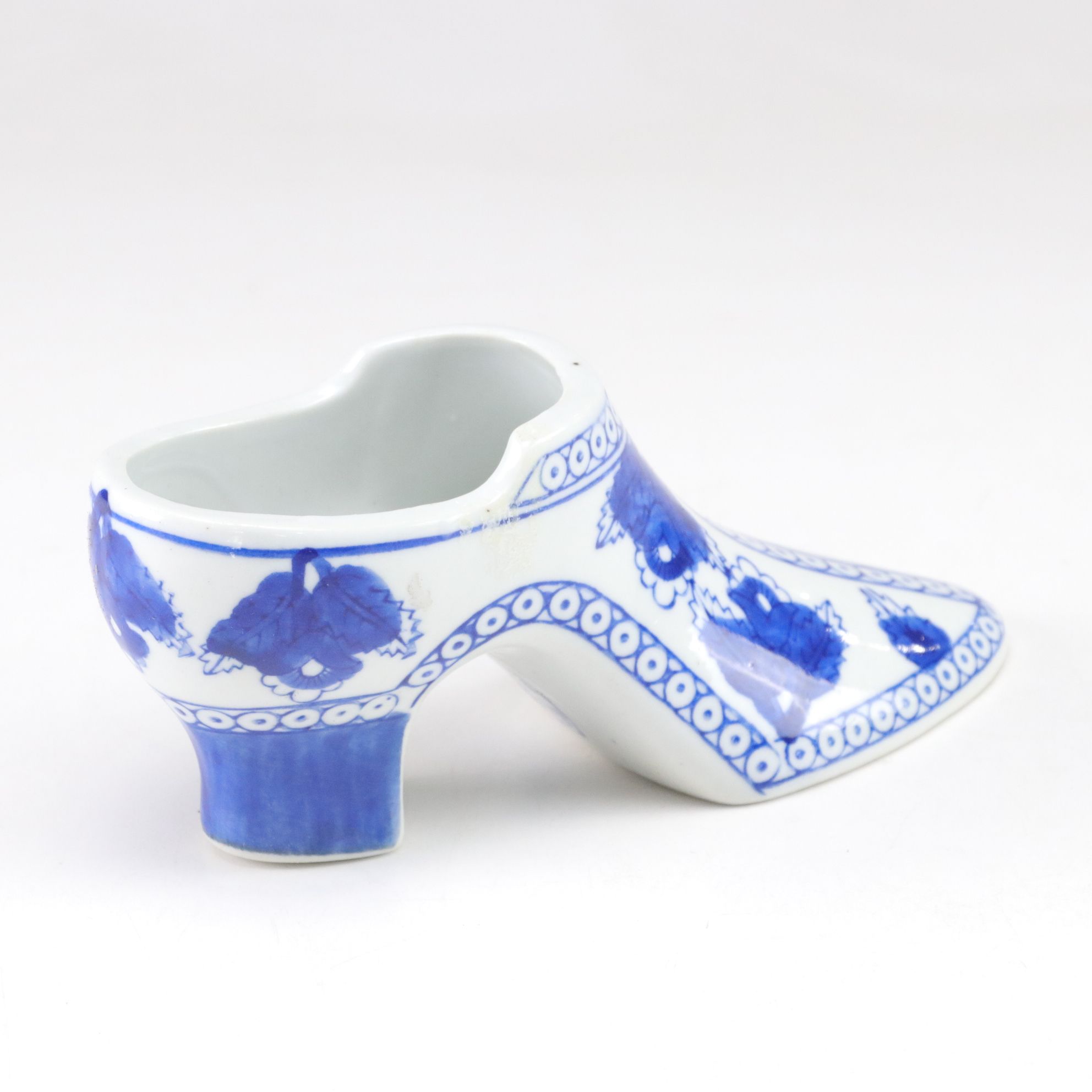 Chinese Blue and White Porcelain Hexagonal Planter and Shoe