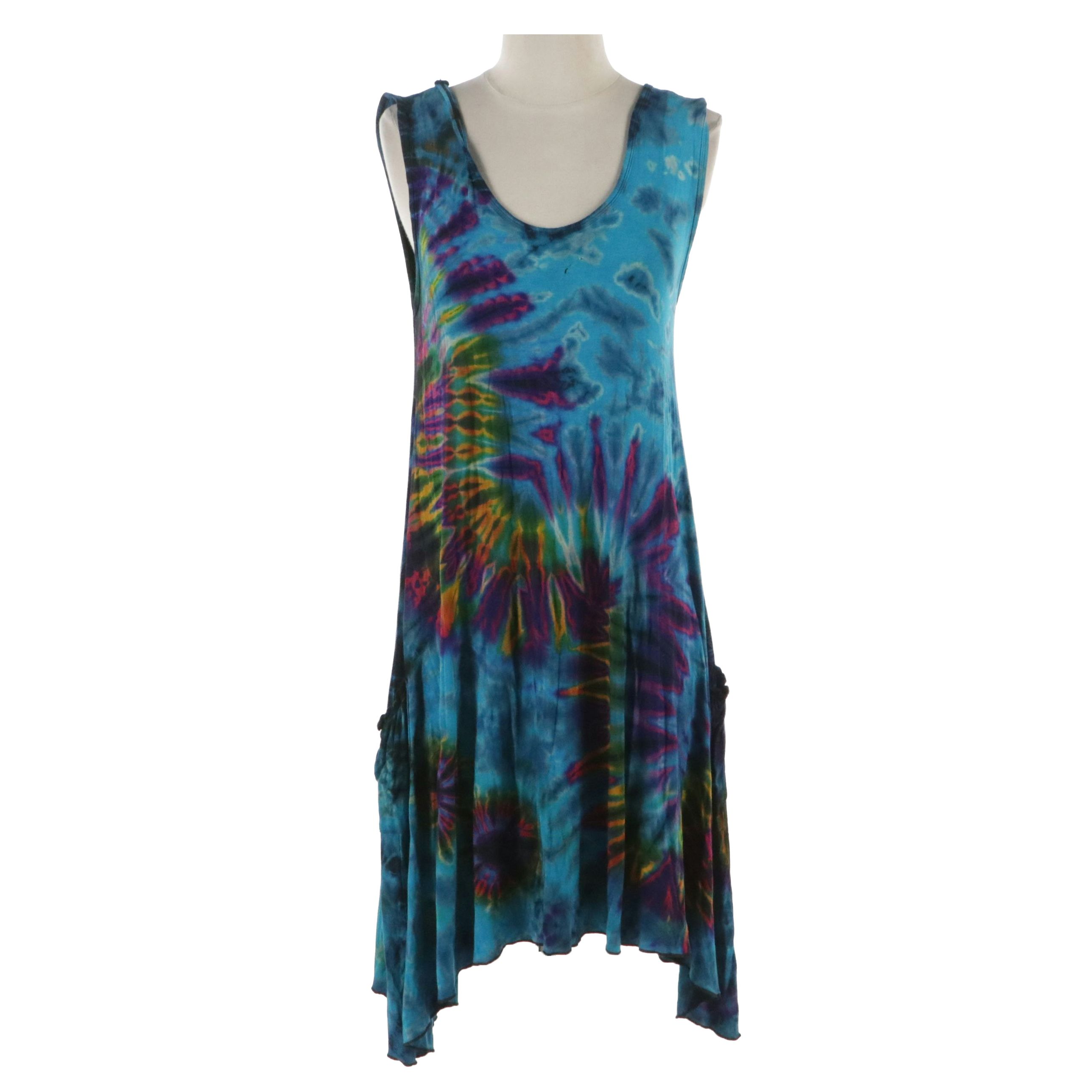 Grateful Dons Sleeveless Asymmetrical Tie-Dye Dress