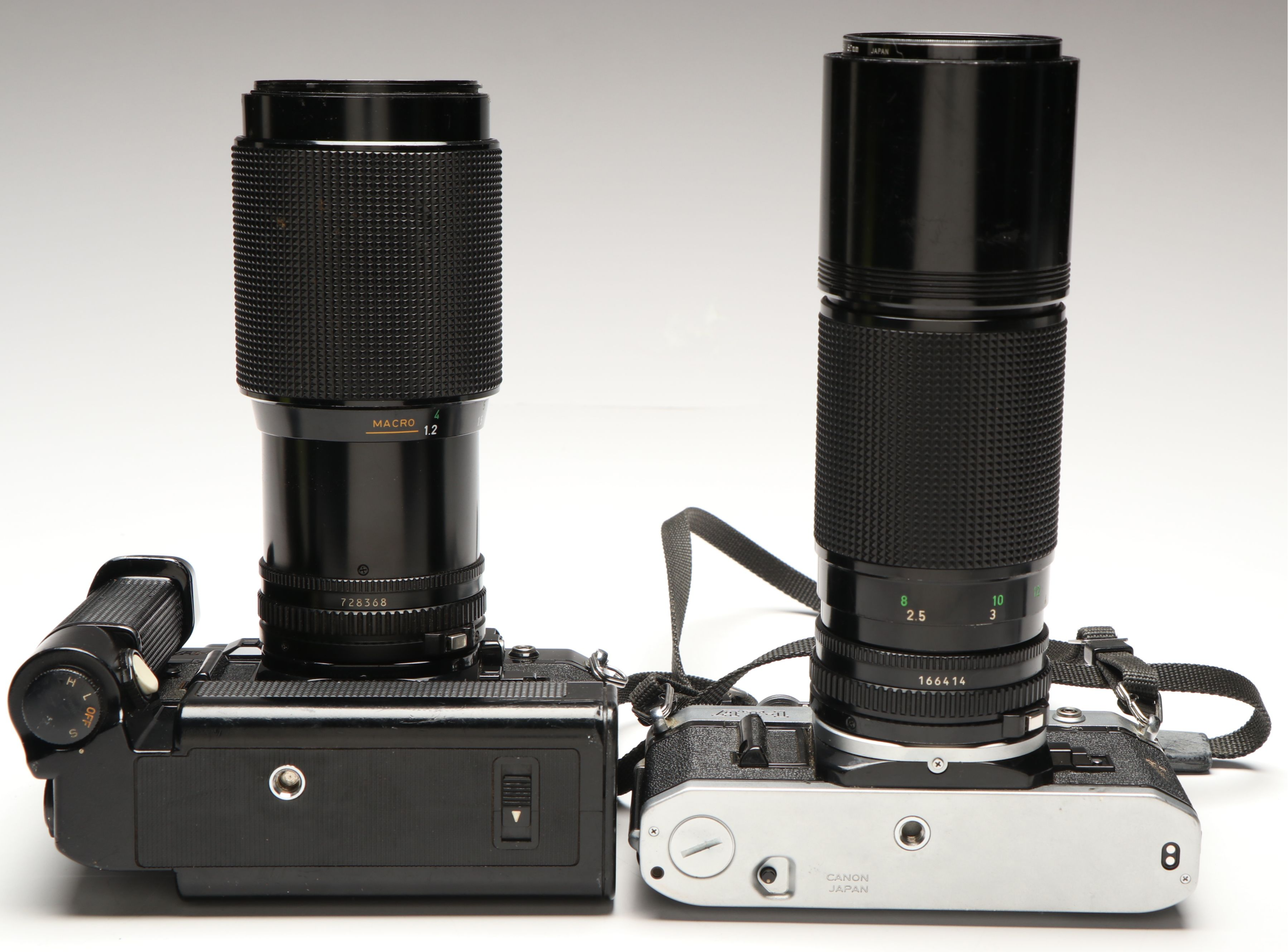 Canon A-1, AT-1 and QL 25mm Film Cameras with Camera Lens