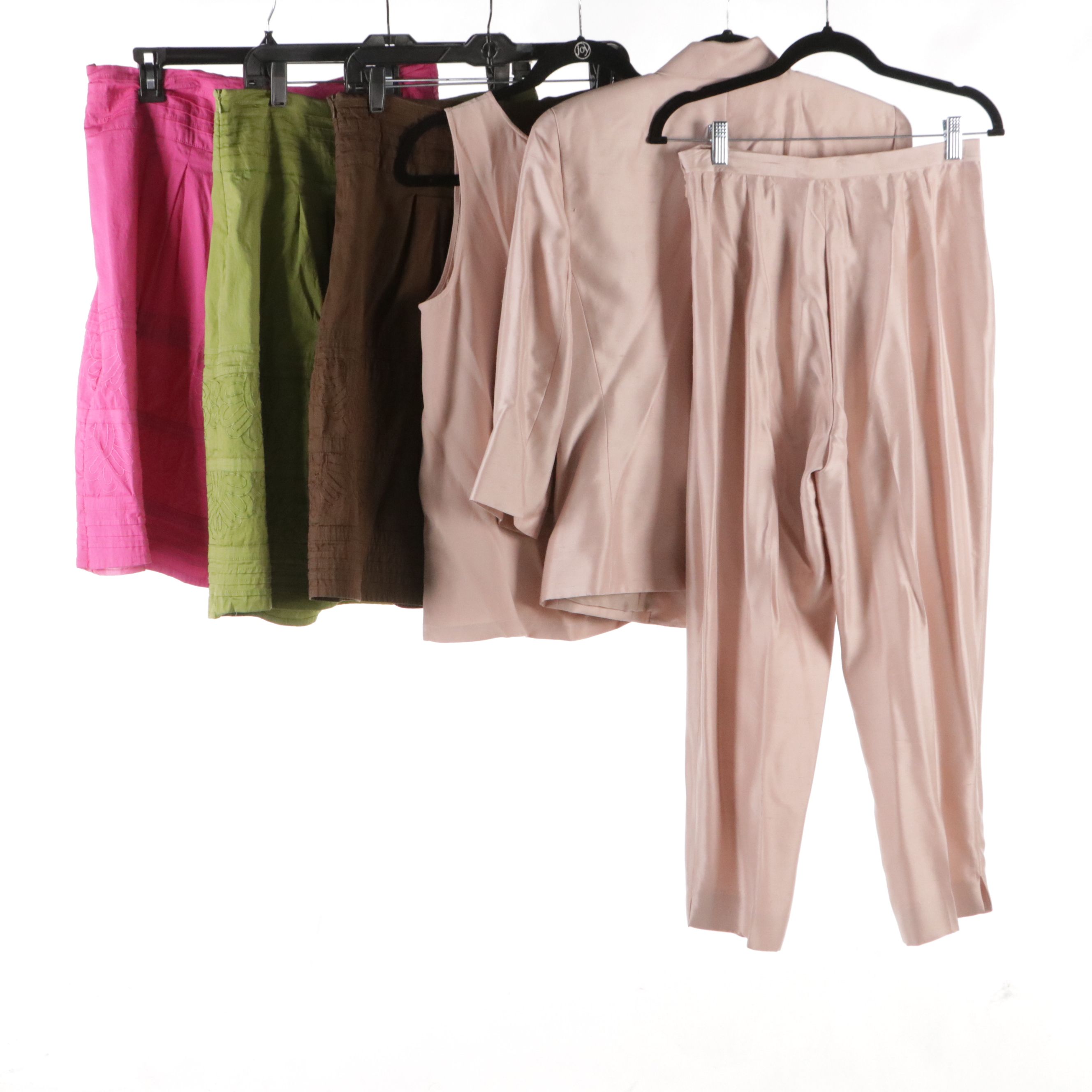 Josephine Chaus Silk Shantung Pant Set with Alexandra Bartlett Cotton Skirts