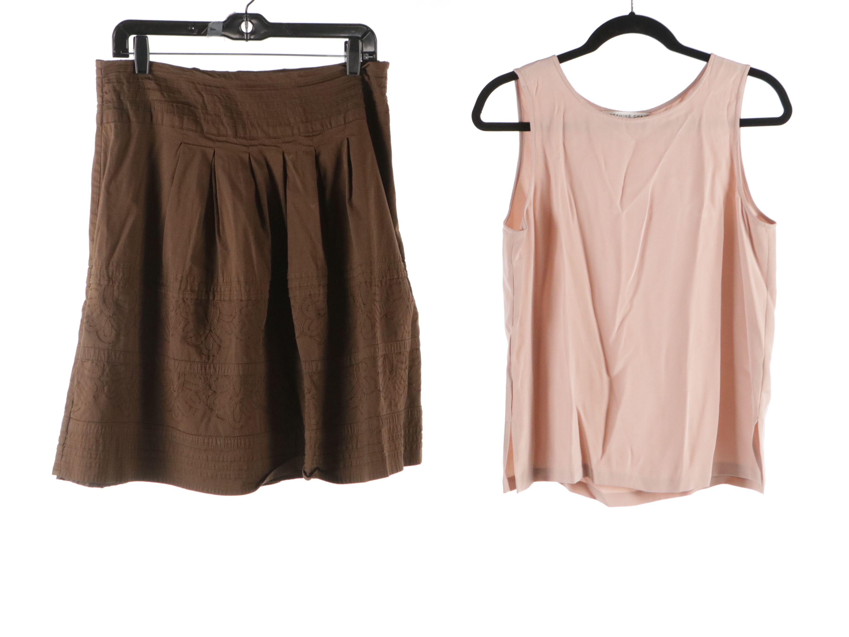 Josephine Chaus Silk Shantung Pant Set with Alexandra Bartlett Cotton Skirts