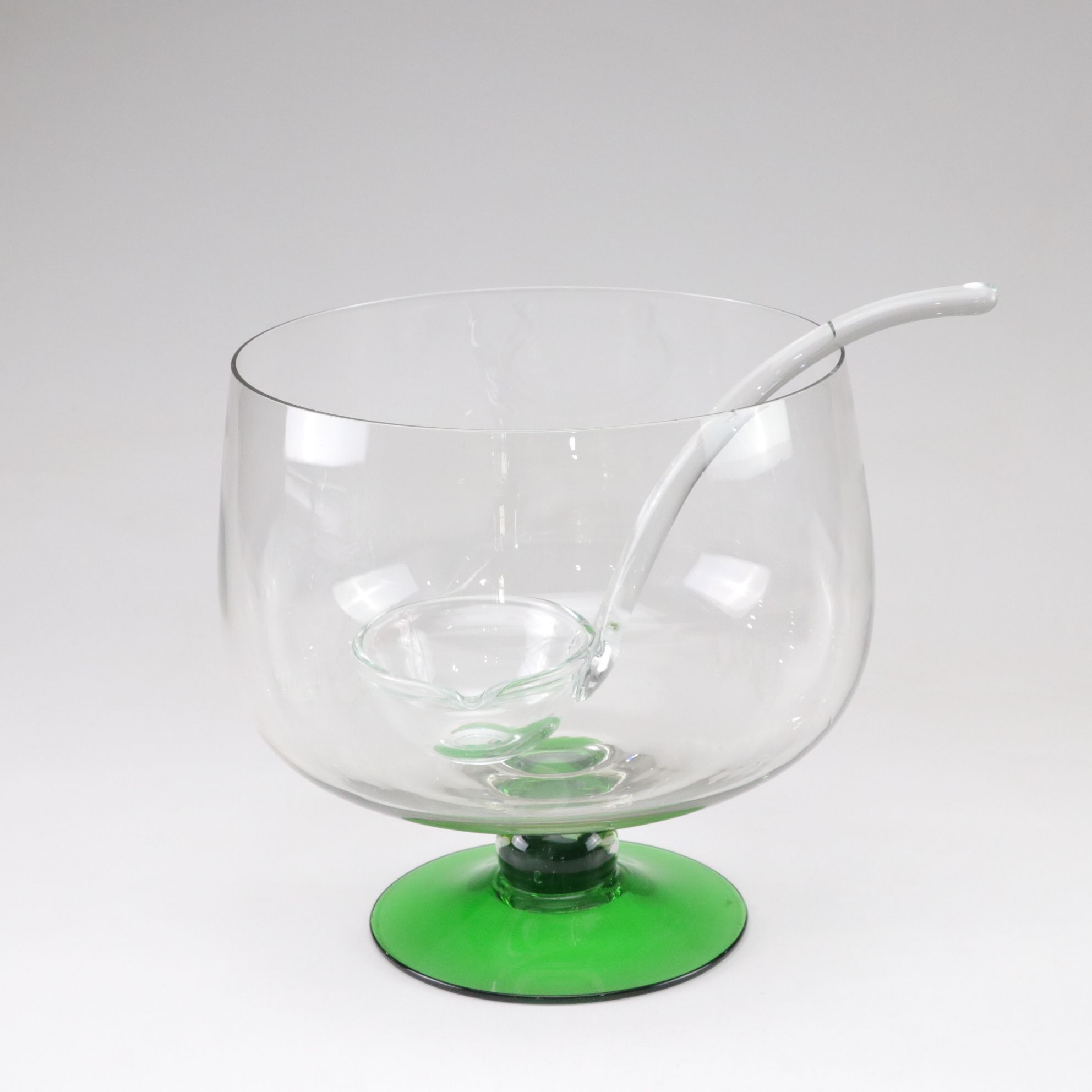 Süssmuth Blown Glass Punch Bowl Set with Cups and Ladle, Mid-20th Century