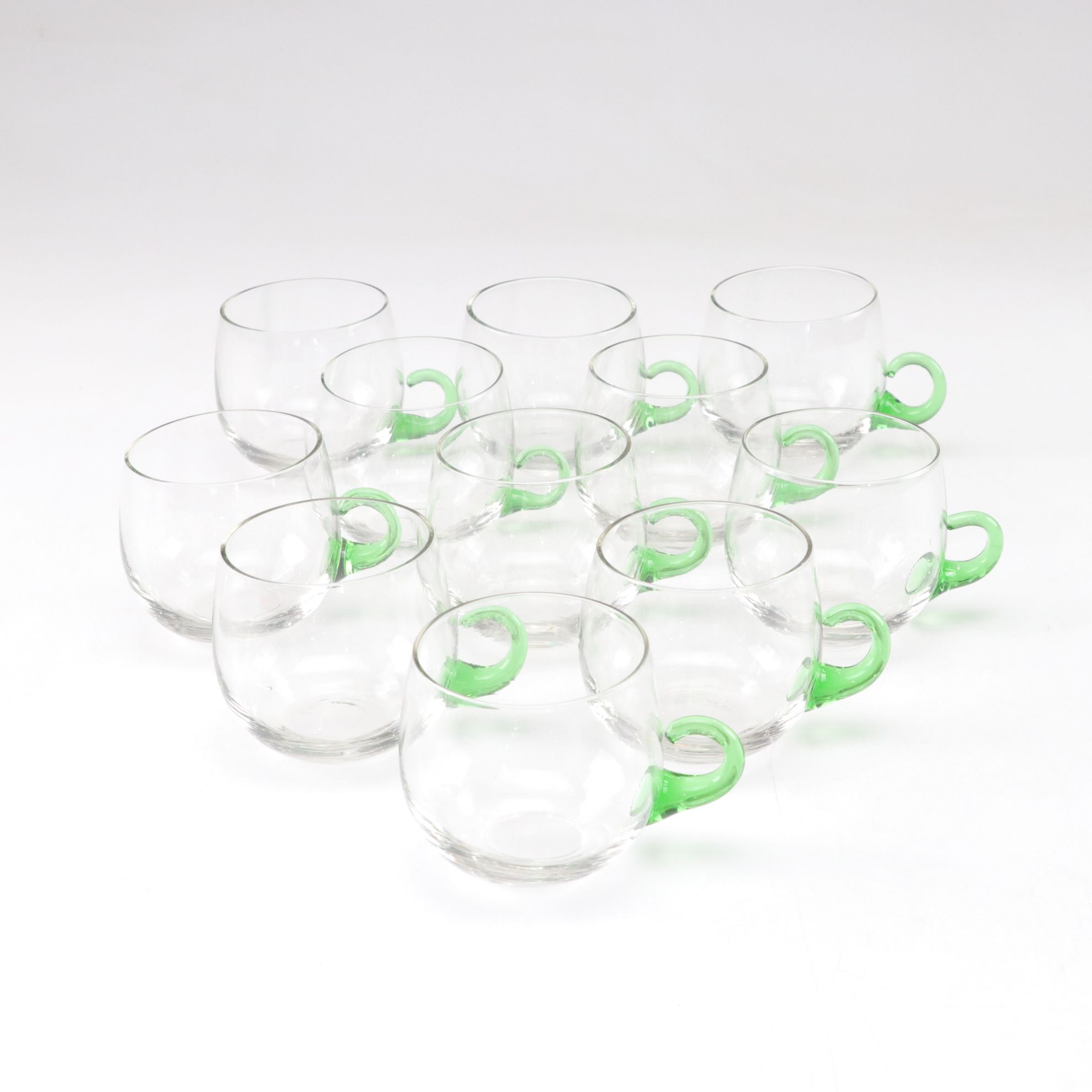 Süssmuth Blown Glass Punch Bowl Set with Cups and Ladle, Mid-20th Century