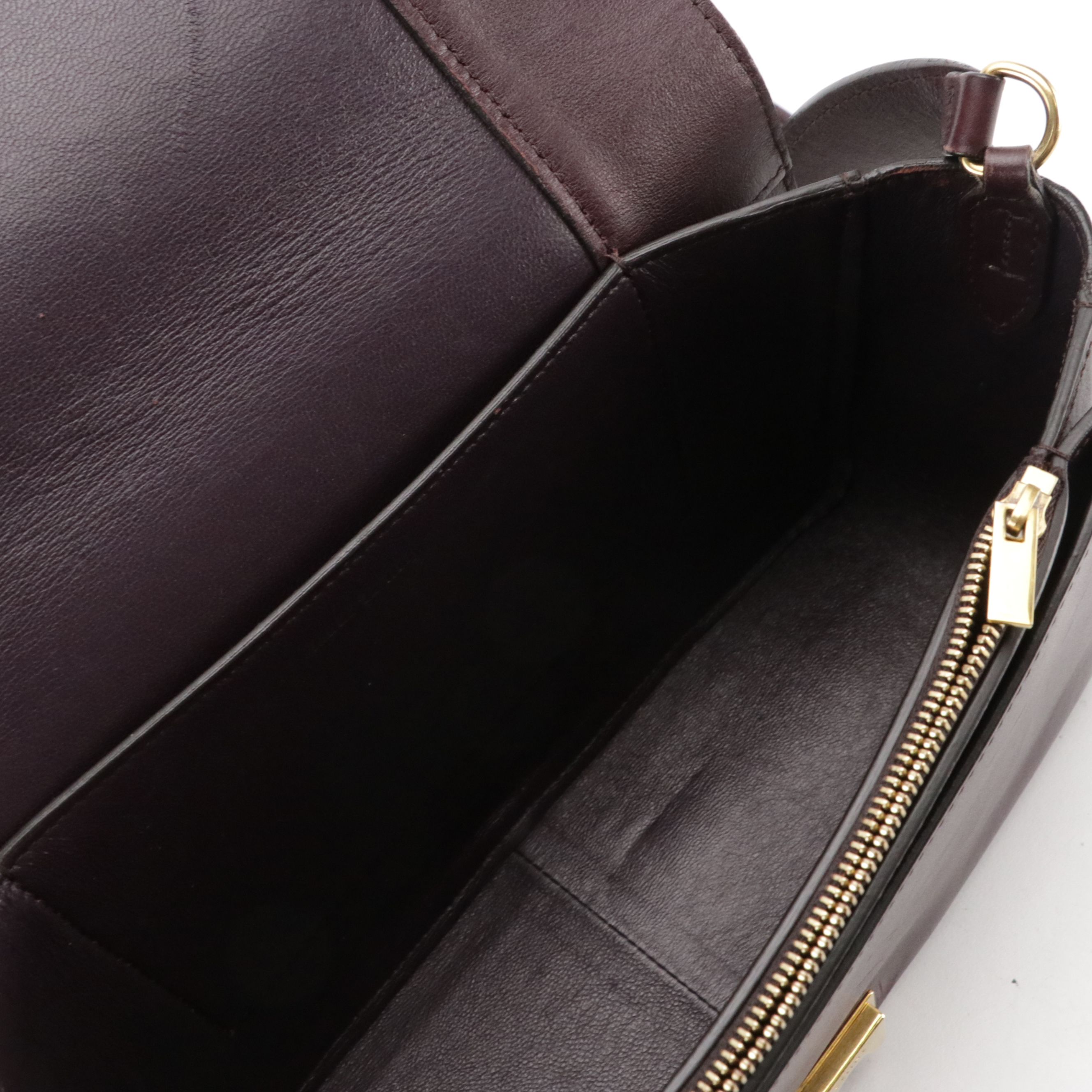 Céline Medium Frame Shoulder Bag in Beige and Burgundy Calfskin Leather