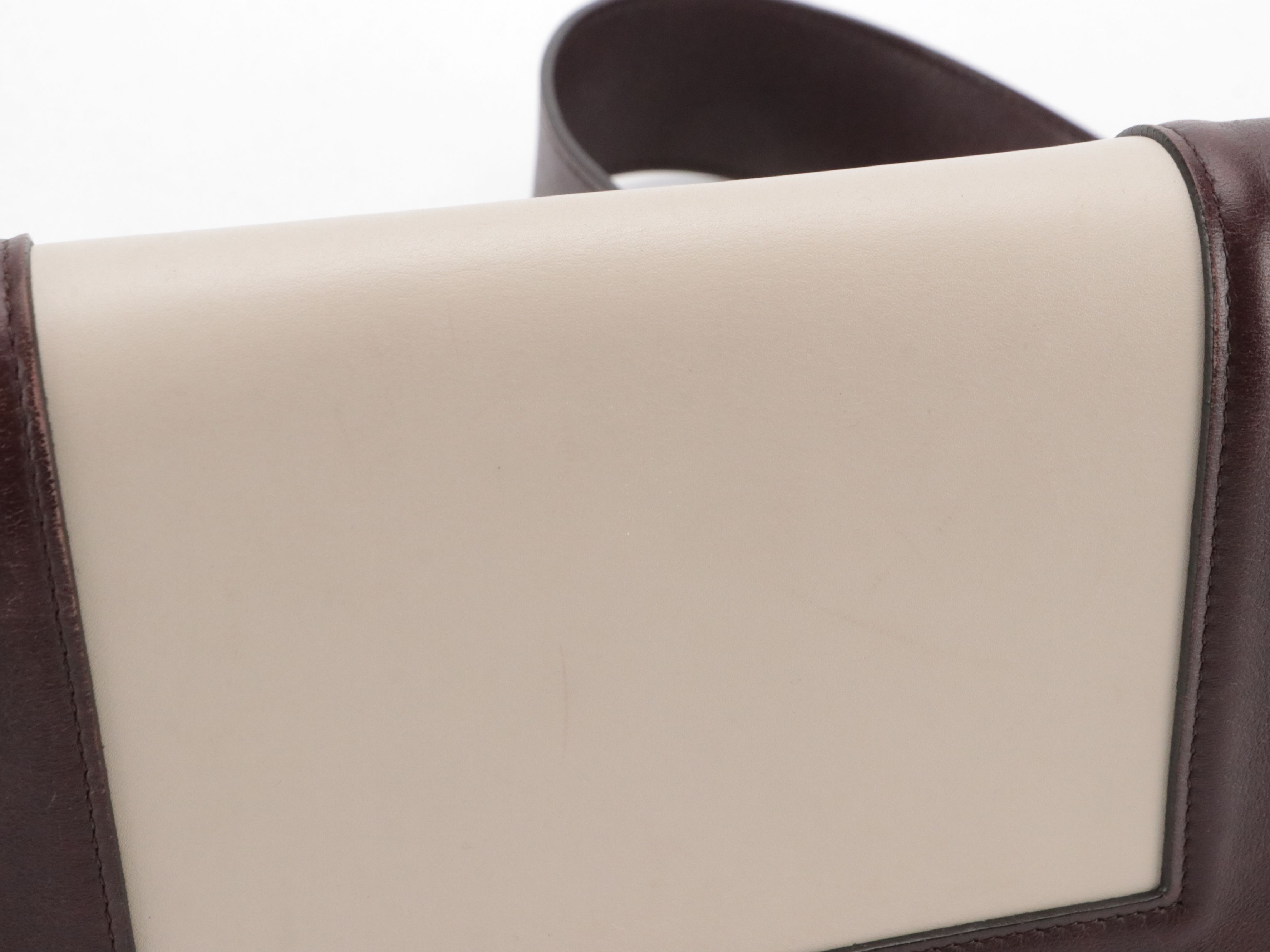 Céline Medium Frame Shoulder Bag in Beige and Burgundy Calfskin Leather