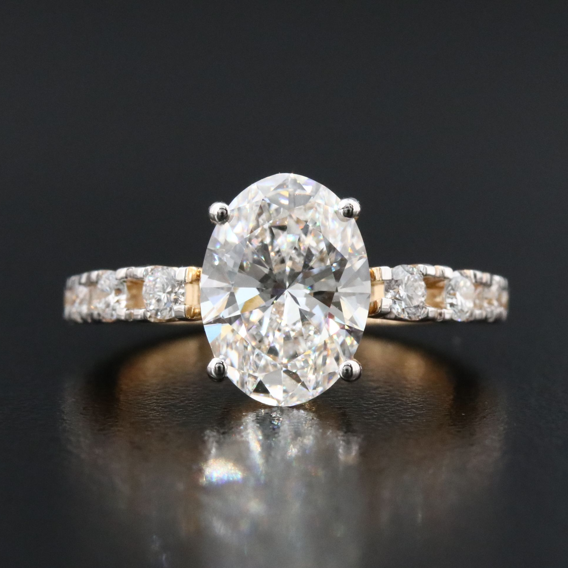 18K 3.40 CTW Lab Grown Diamond Ring with IGI Report