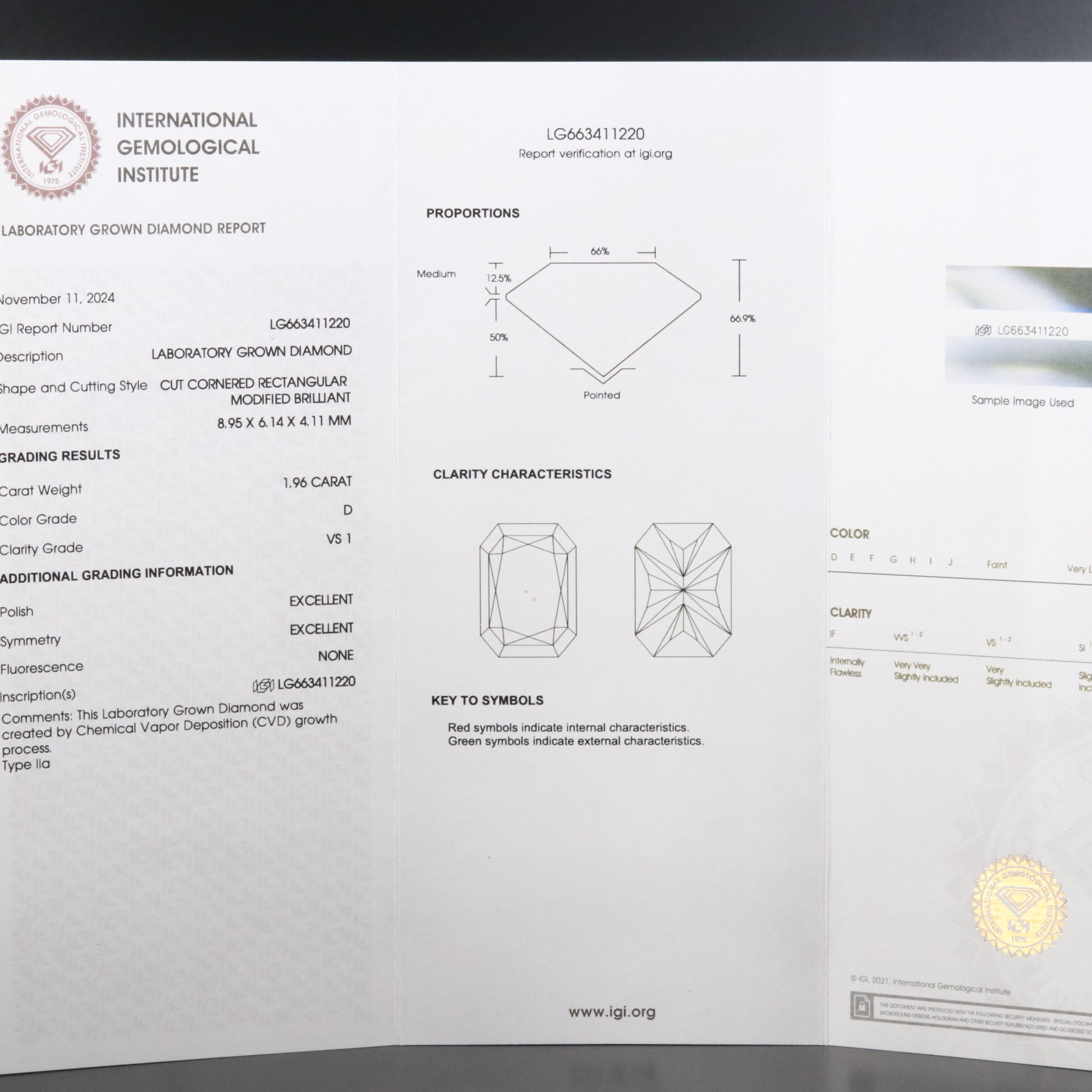18K 1.96 CT Lab Grown Diamond Solitaire Ring with IGI Report