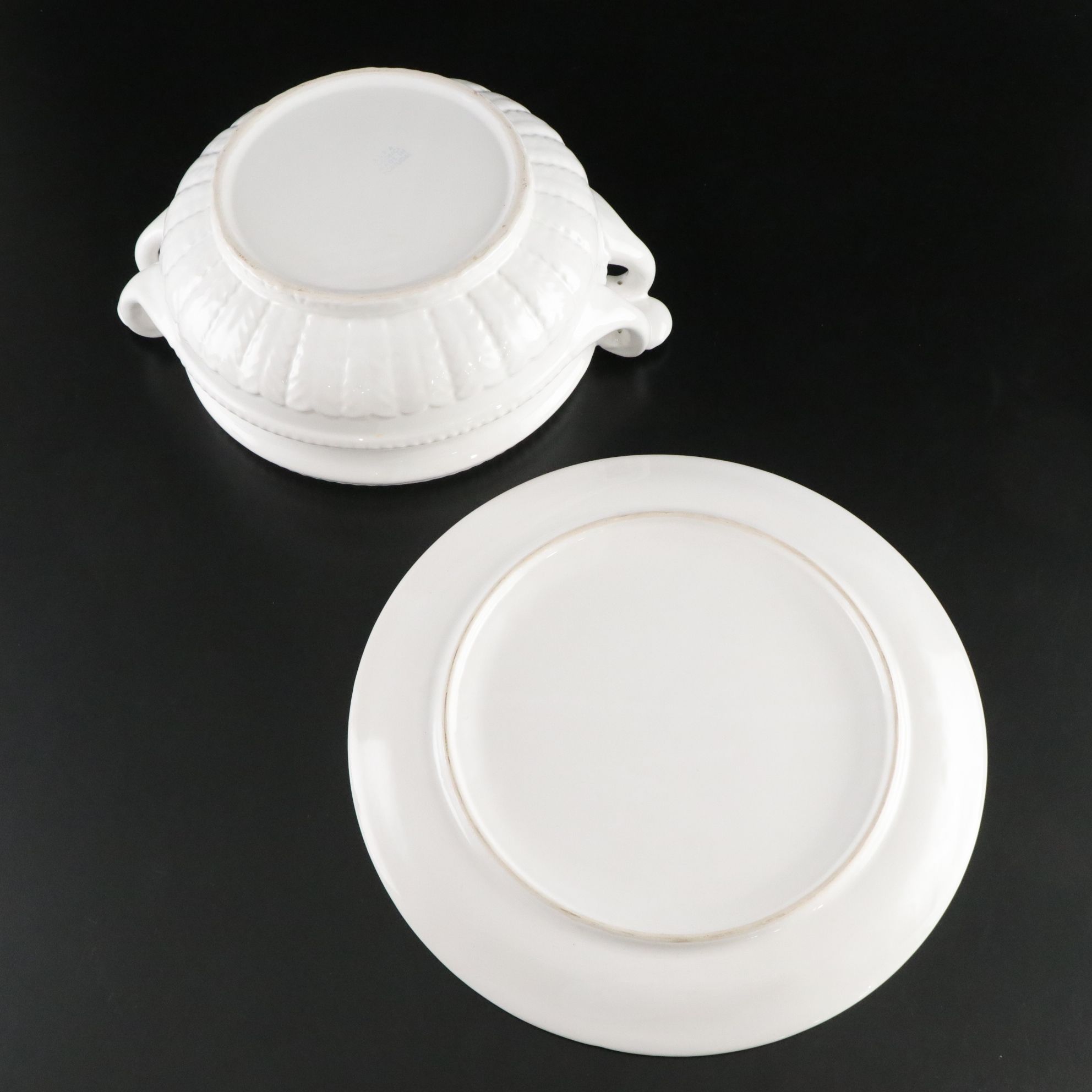 Ironstone Tureen with Underplate and Serving Bowls