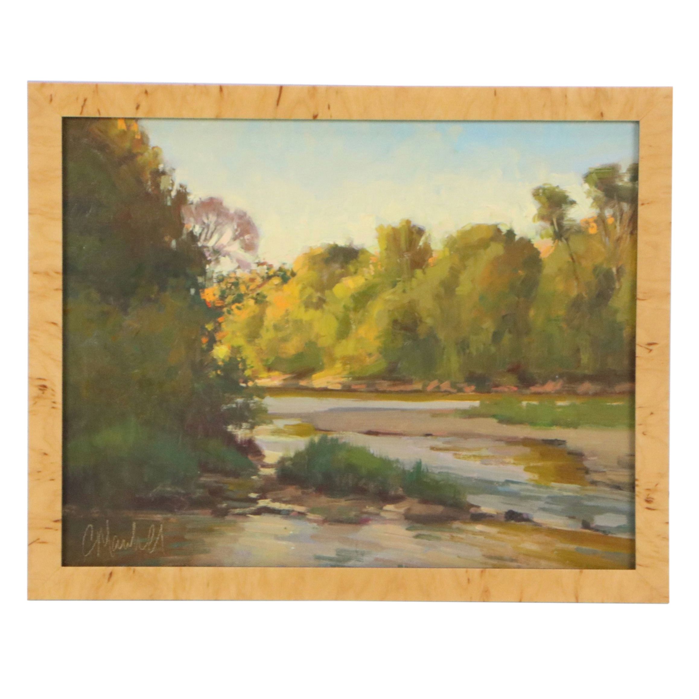 Chuck Marshall River Landscape Oil Painting "Fall on the Little Miami River"