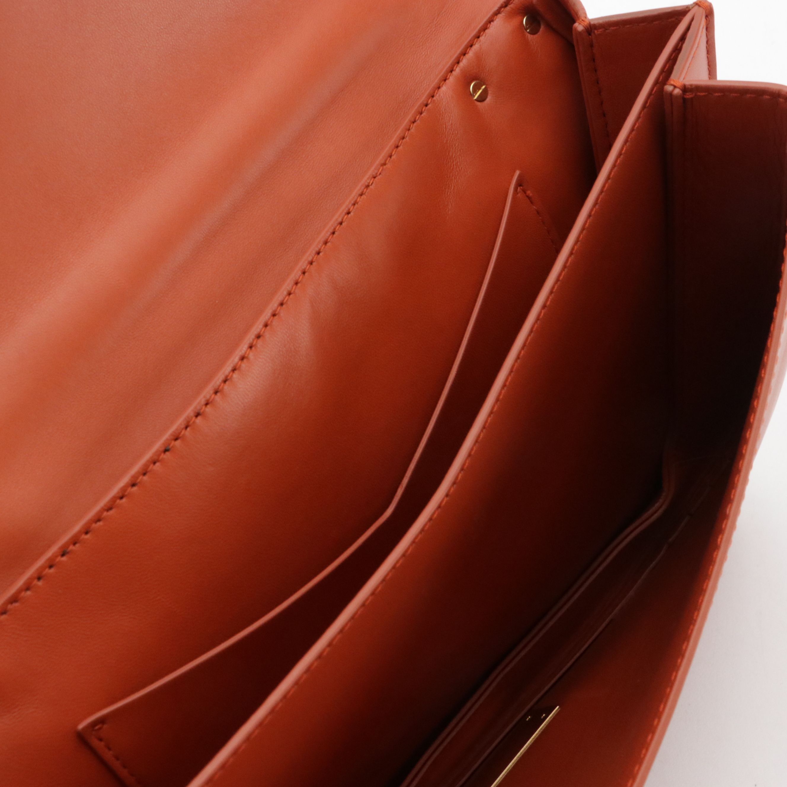 Bottega Veneta The Mount Large Envelope Flap Two-Way Bag in Orange Calfskin