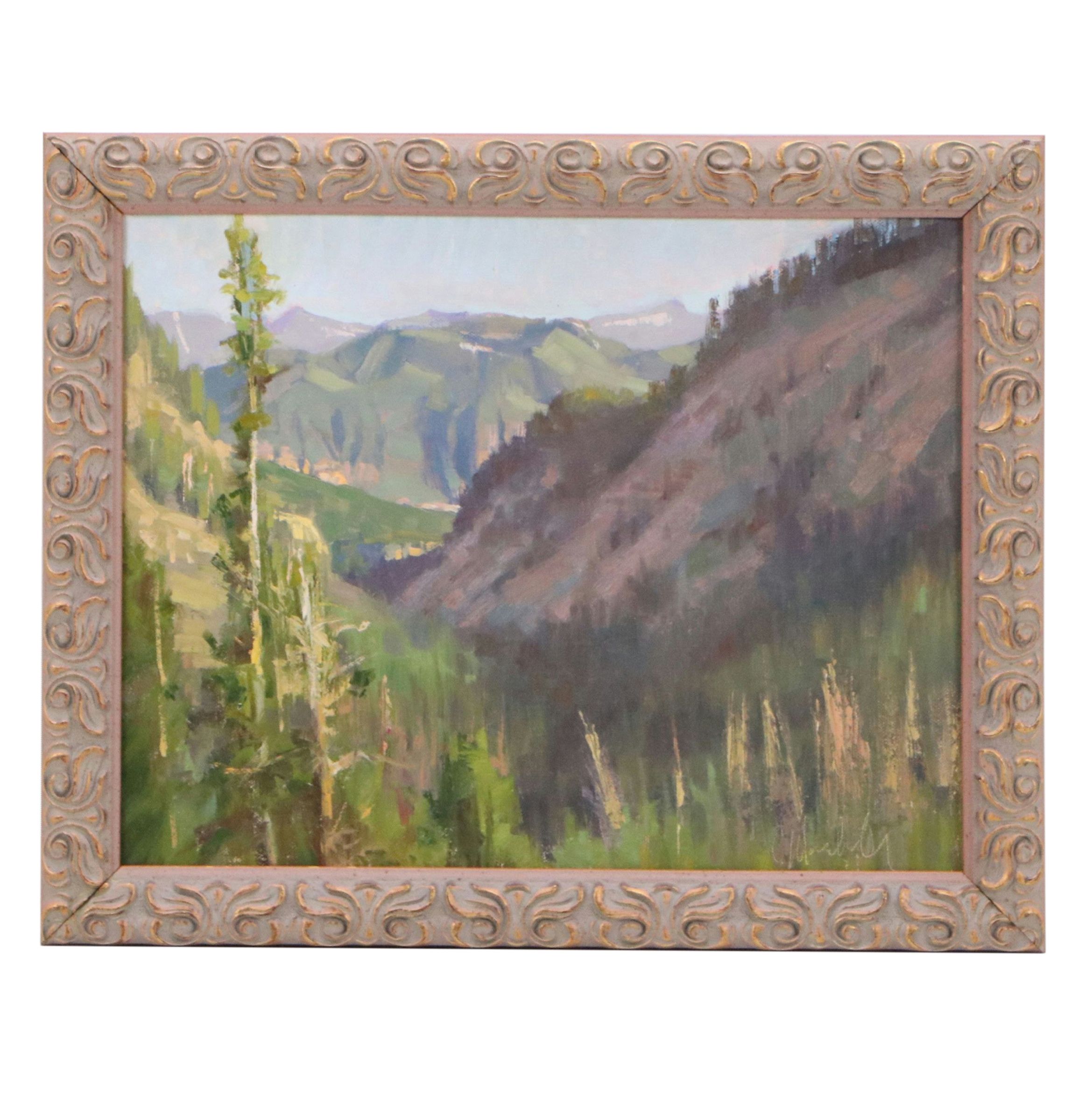 Chuck Marshall Mountainous Landscape Oil Painting, 2018