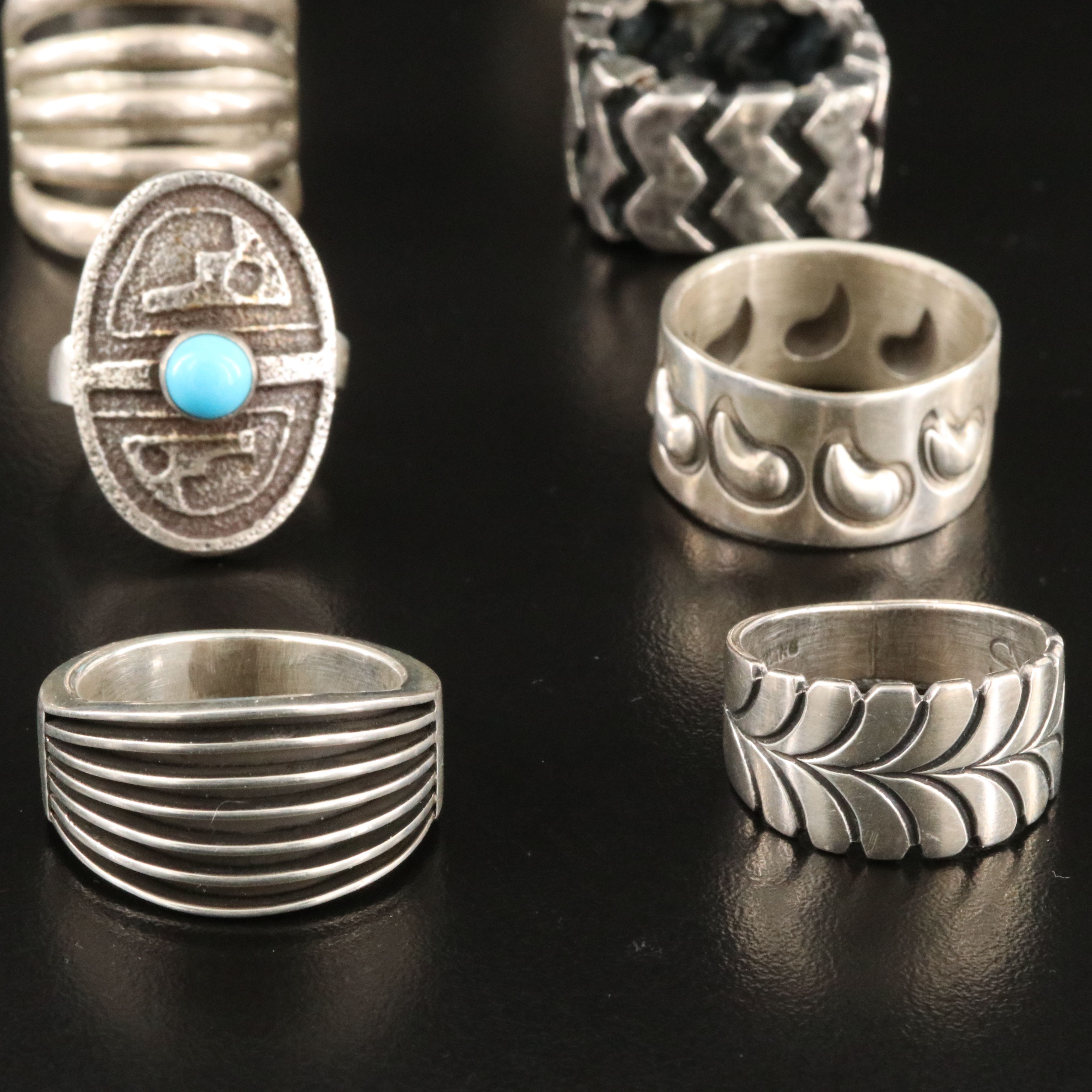 Richard Pawicki Hopi Featured in Southwestern Sterling Rings