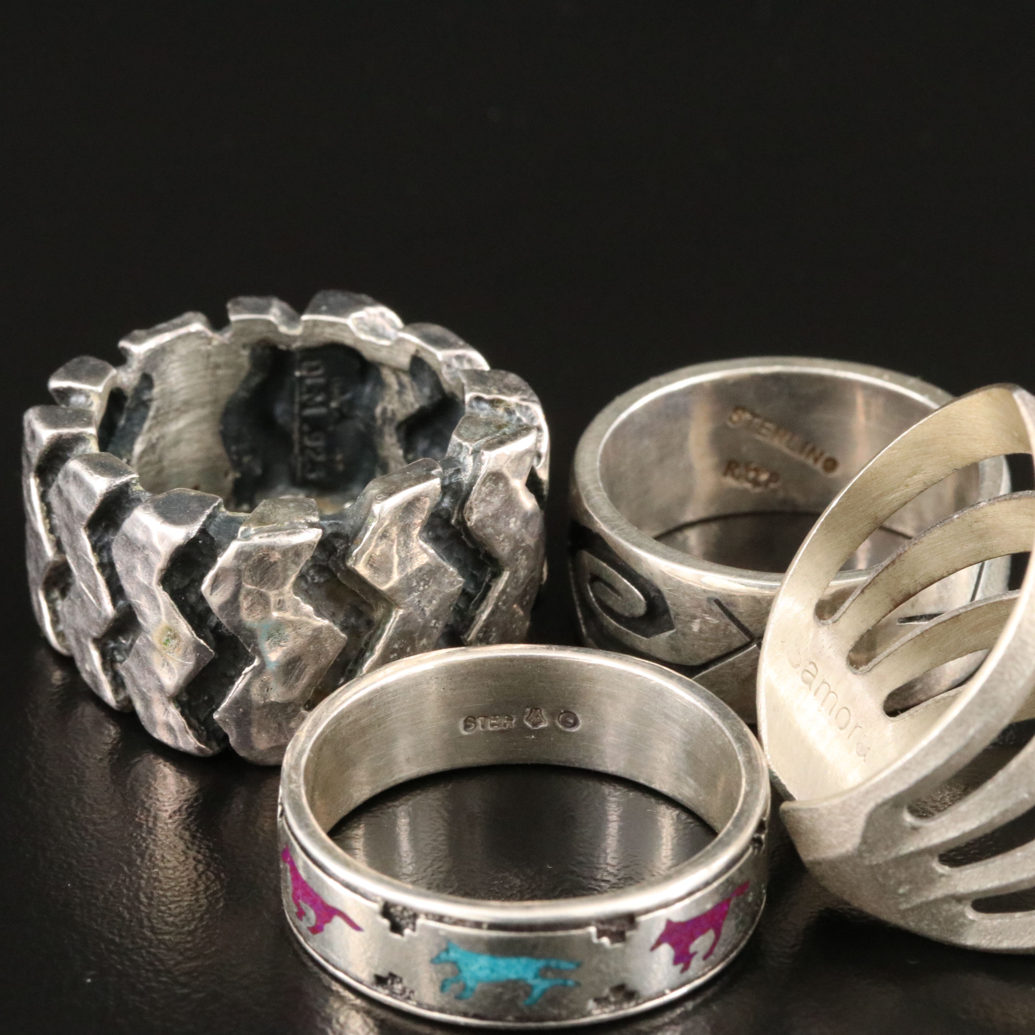 Richard Pawicki Hopi Featured in Southwestern Sterling Rings