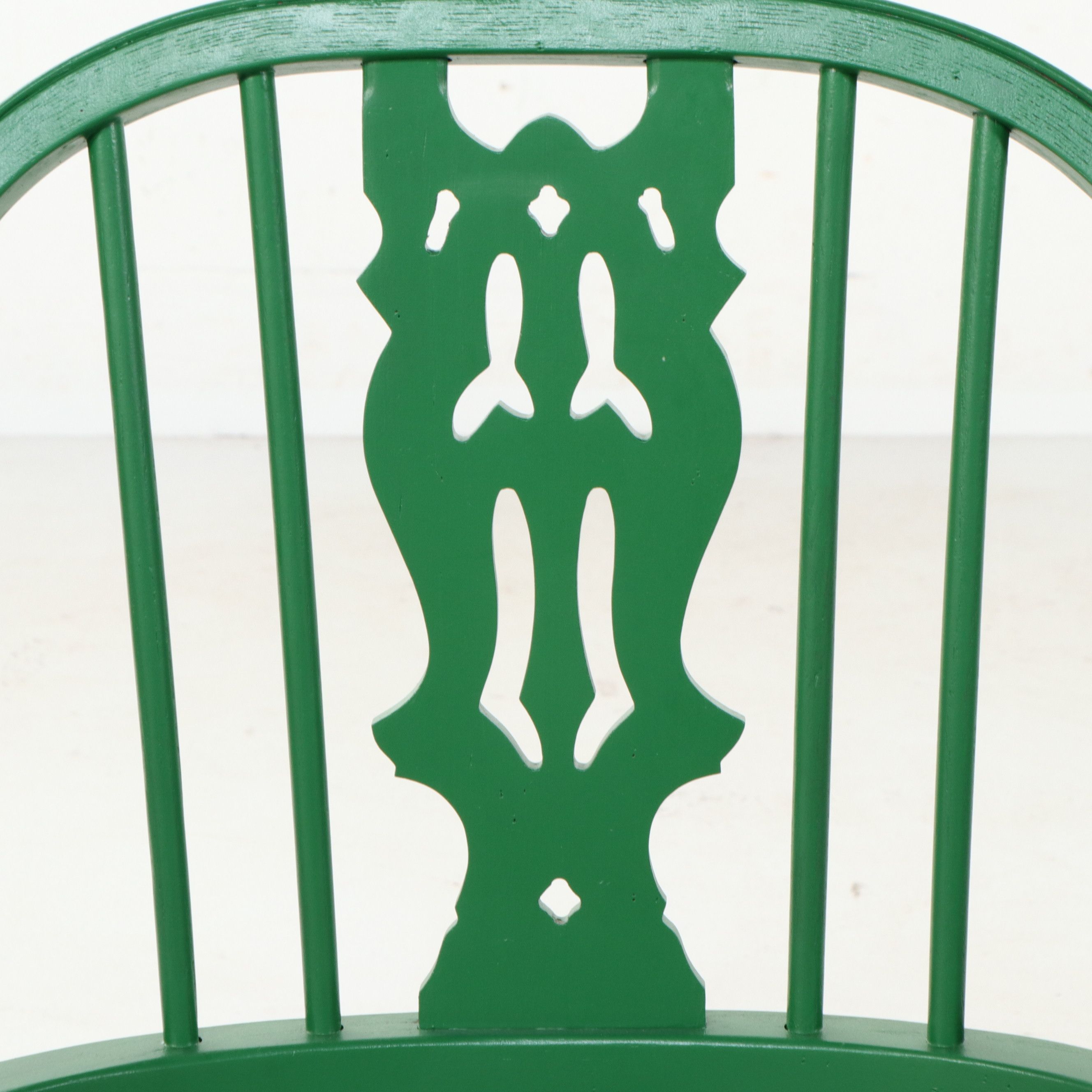 Set of Four Green-Painted Windsor Style Dining Chairs, Late 20th Century