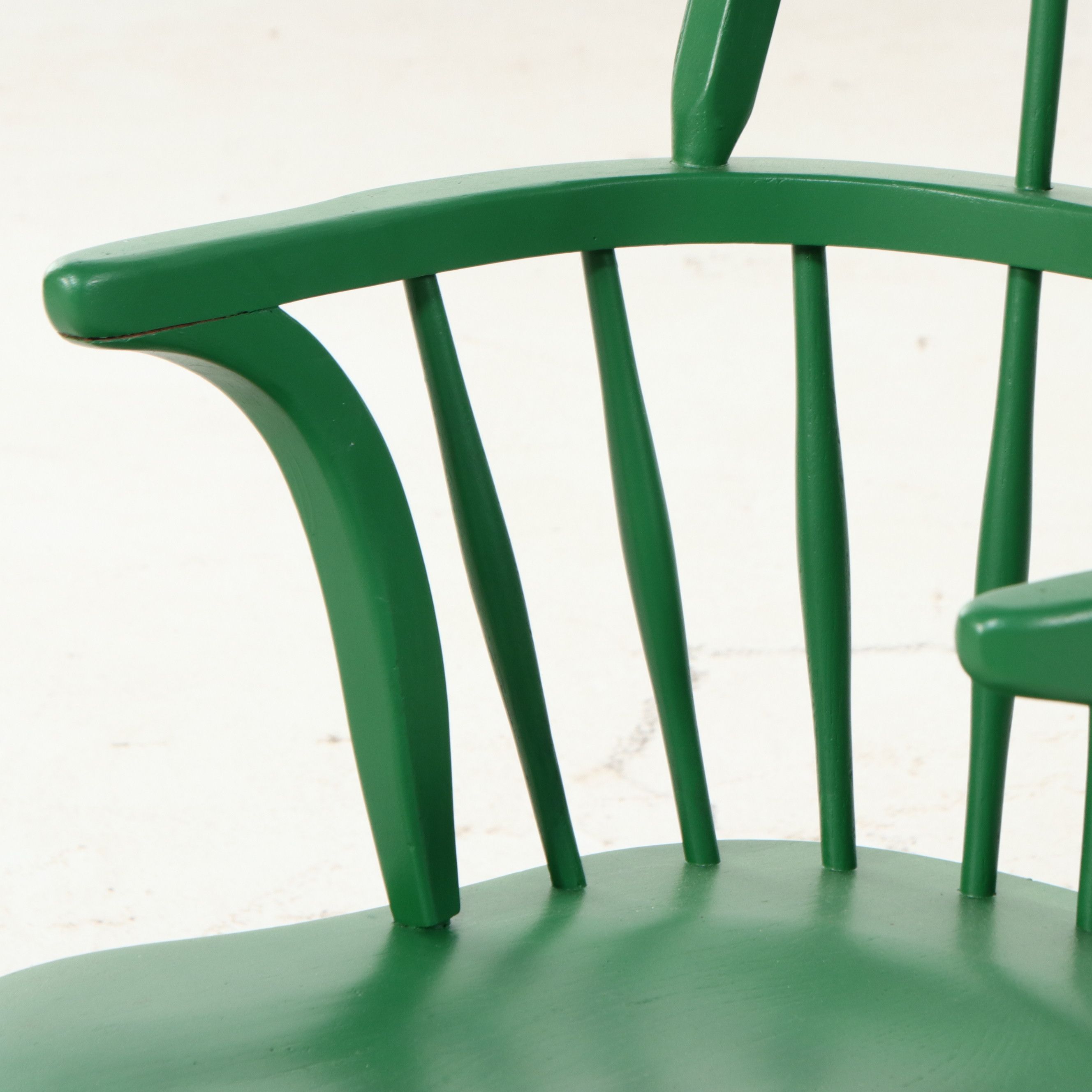 Set of Four Green-Painted Windsor Style Dining Chairs, Late 20th Century