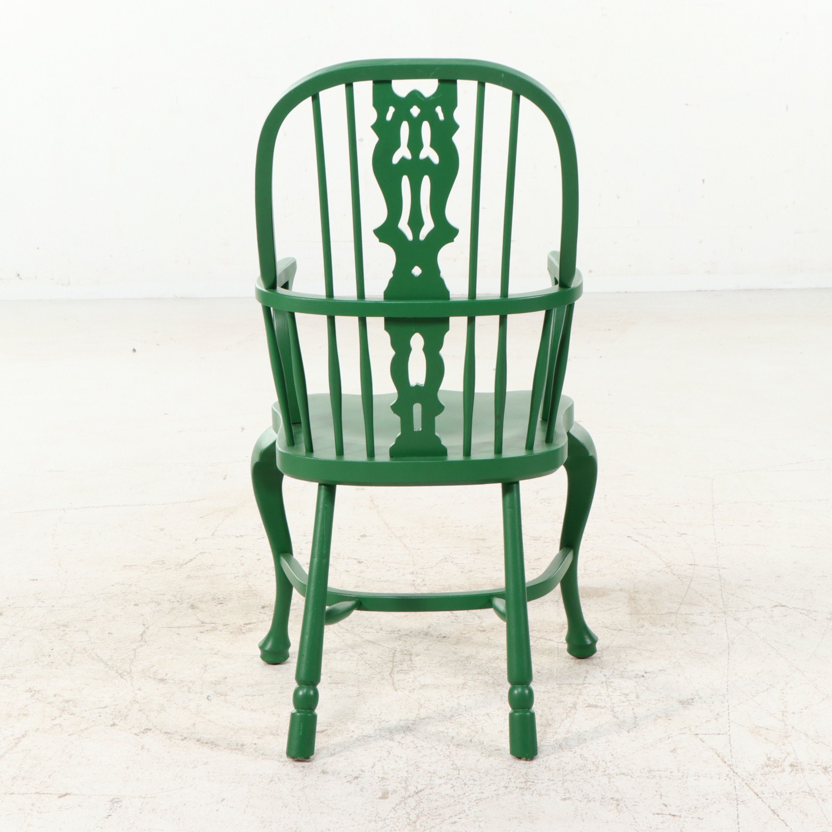 Set of Four Green-Painted Windsor Style Dining Chairs, Late 20th Century