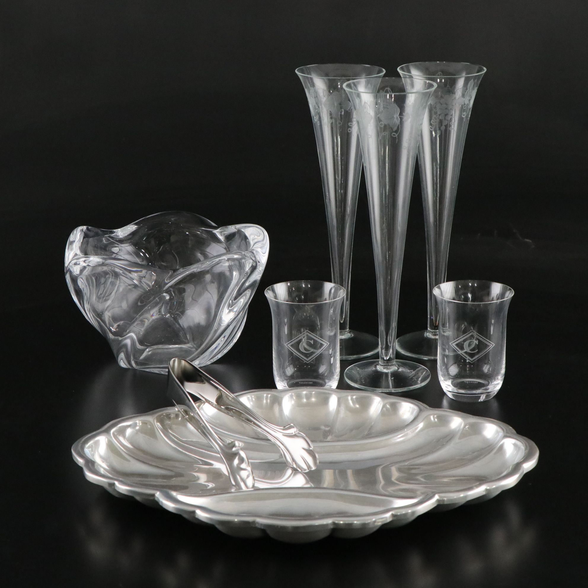 Royal Copenhagen "Galaxy" Crystal Bowl with Vases, Tray and More