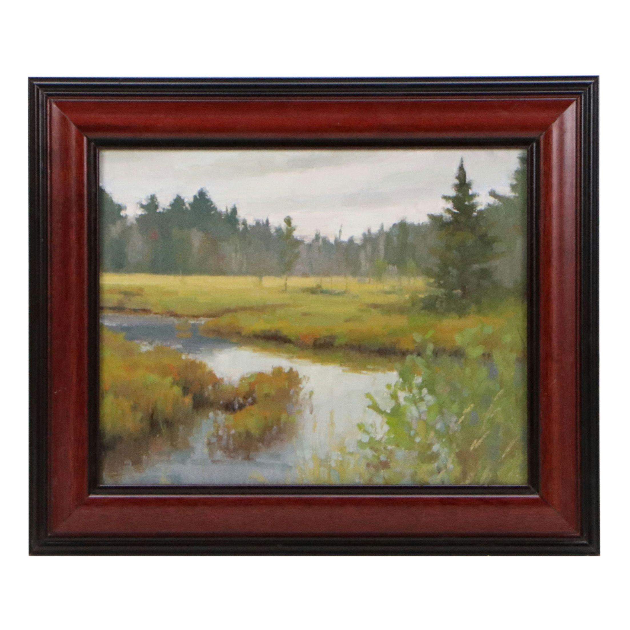 Chuck Marshall River Landscape Oil Painting, 2018