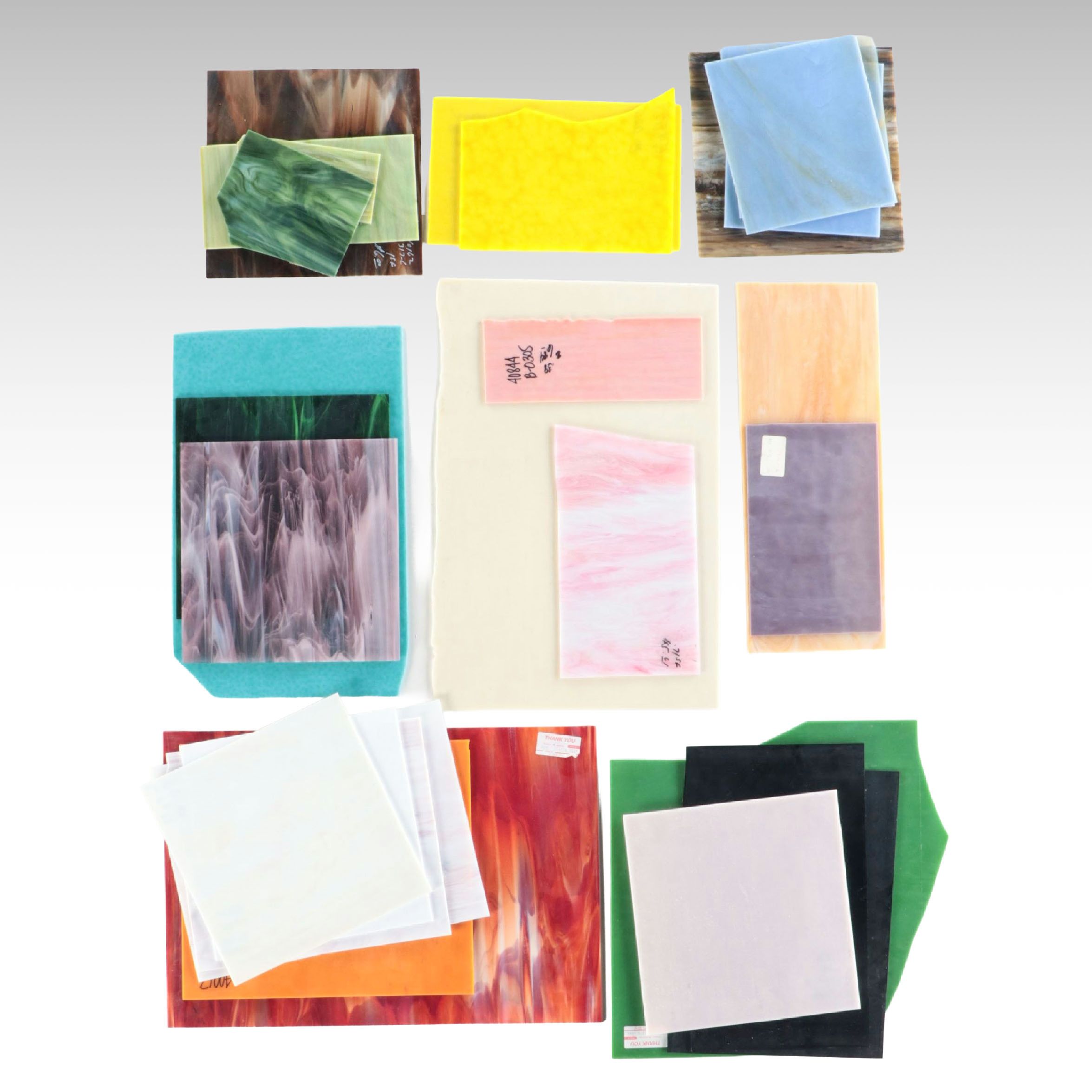 Textured and Flat Stained Glass Fragments