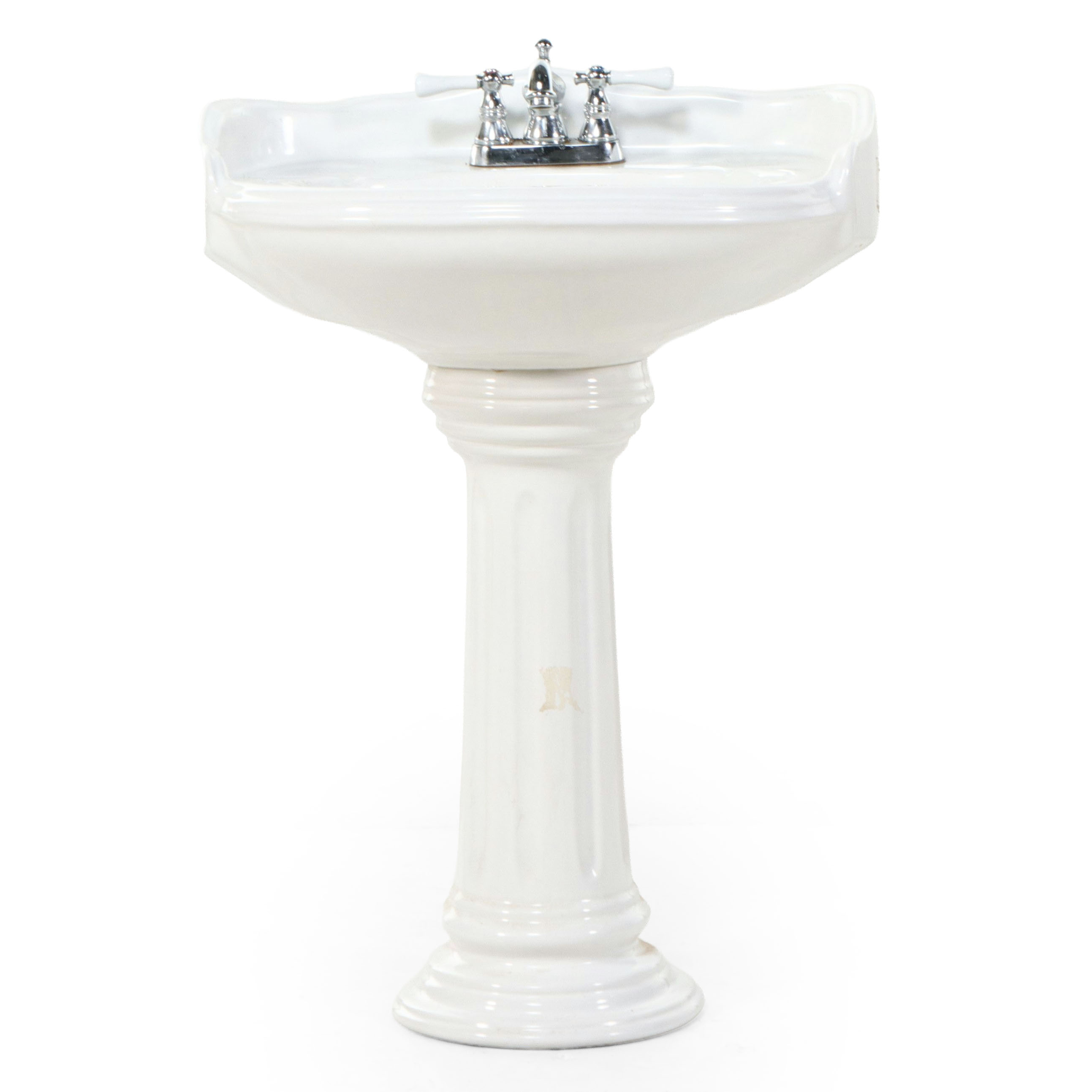 White Ceramic Pedestal Bathroom Sink