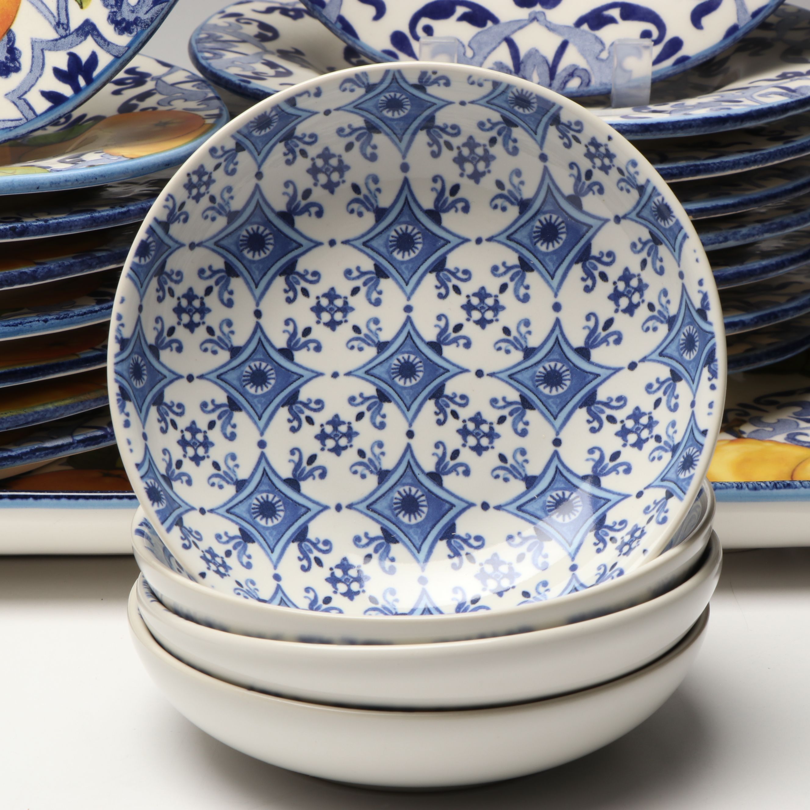 Sur La Table, Williams-Sonoma, and Heinen Delfts Blauw Ceramic Dinnerware