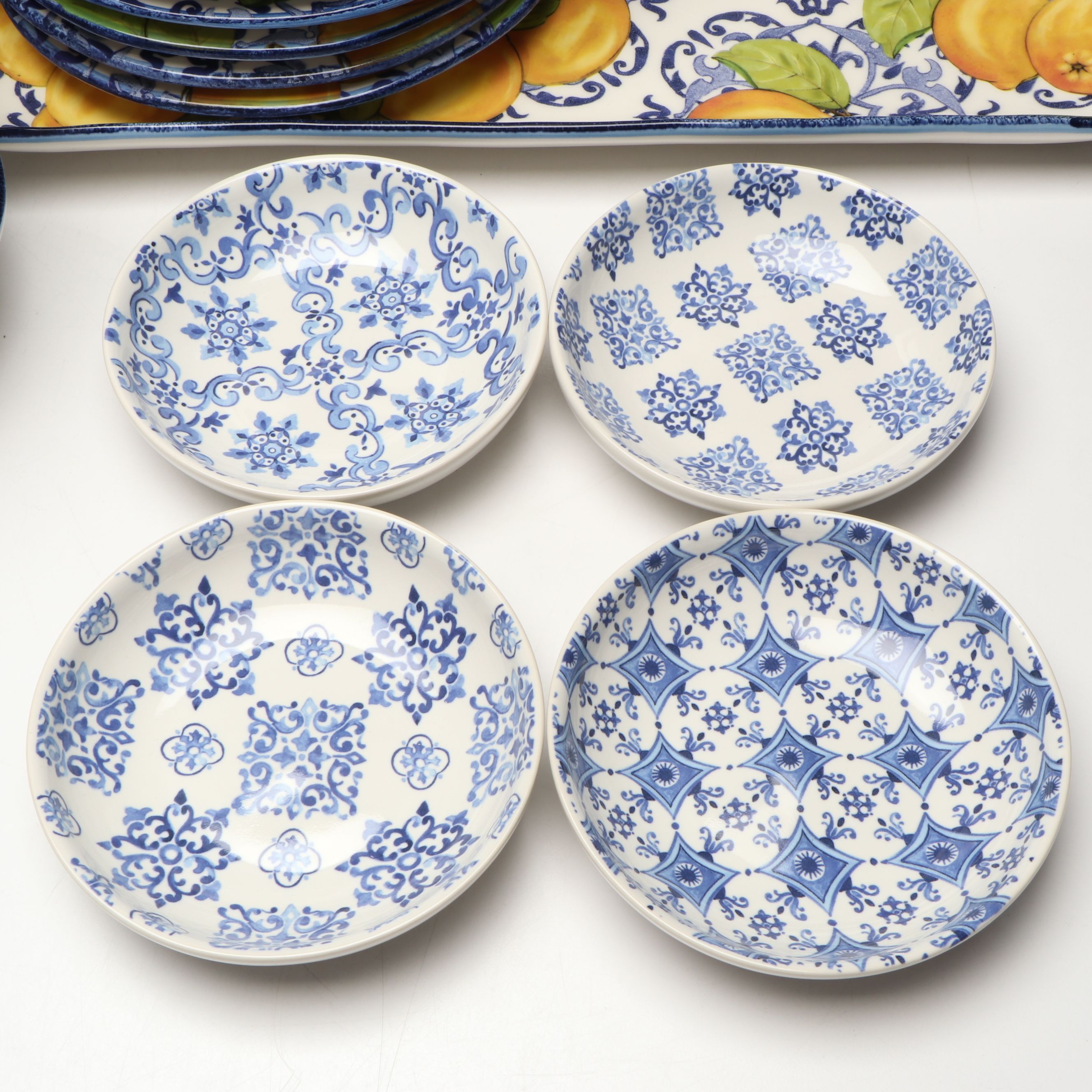 Sur La Table, Williams-Sonoma, and Heinen Delfts Blauw Ceramic Dinnerware
