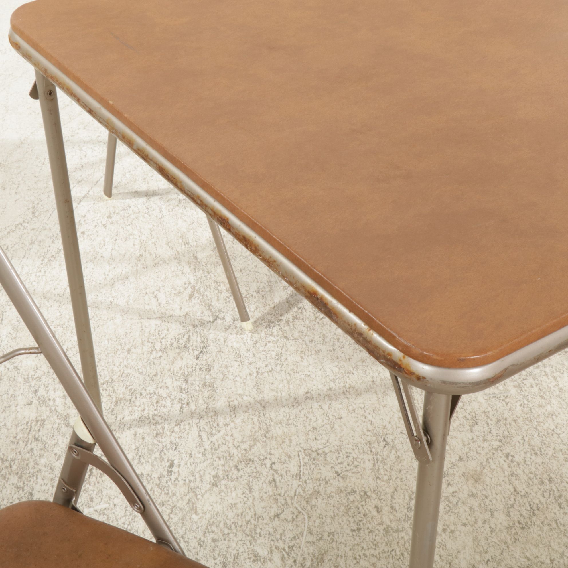 Samsonite Folding Card Table and Four Chairs, Mid-20th Century