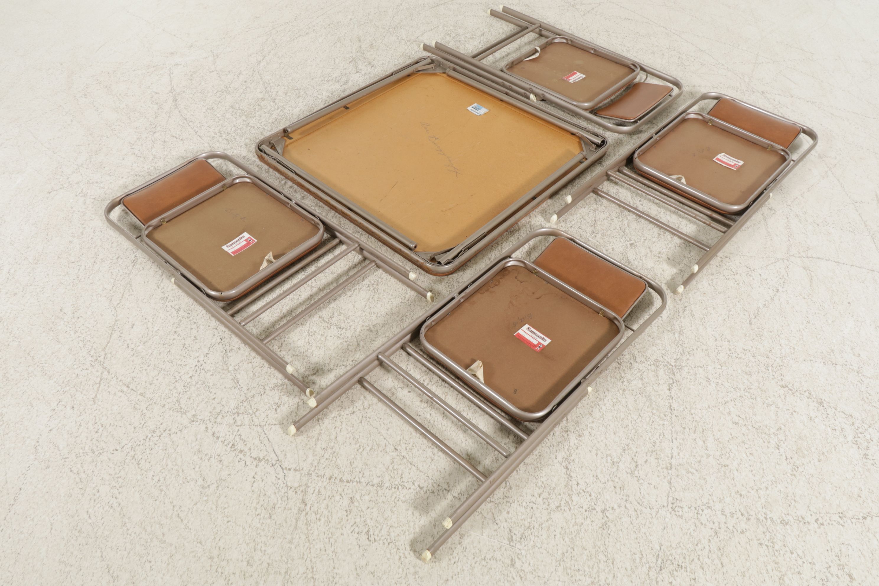 Samsonite Folding Card Table and Four Chairs, Mid-20th Century