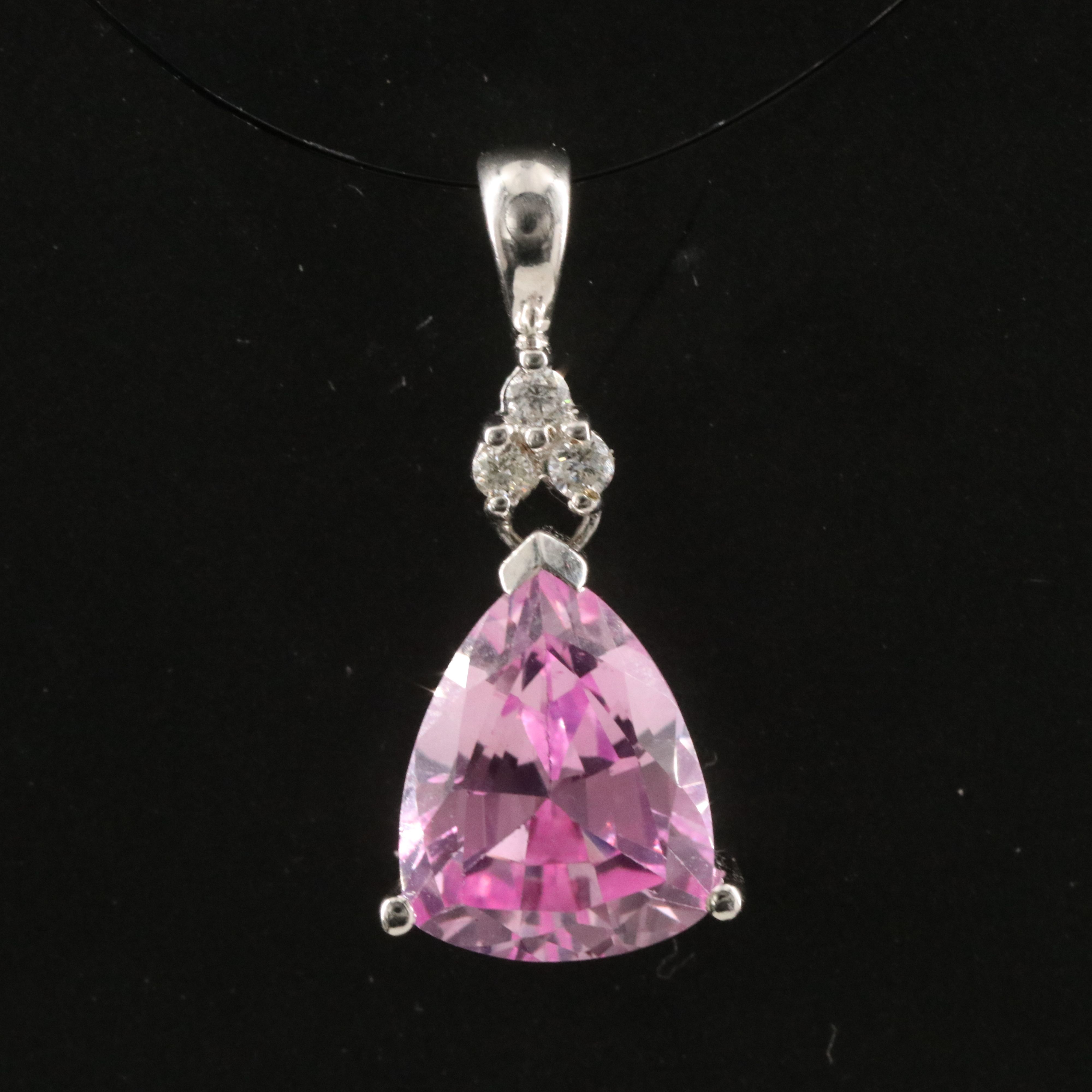10K Pink Sapphire and Diamond Pendant