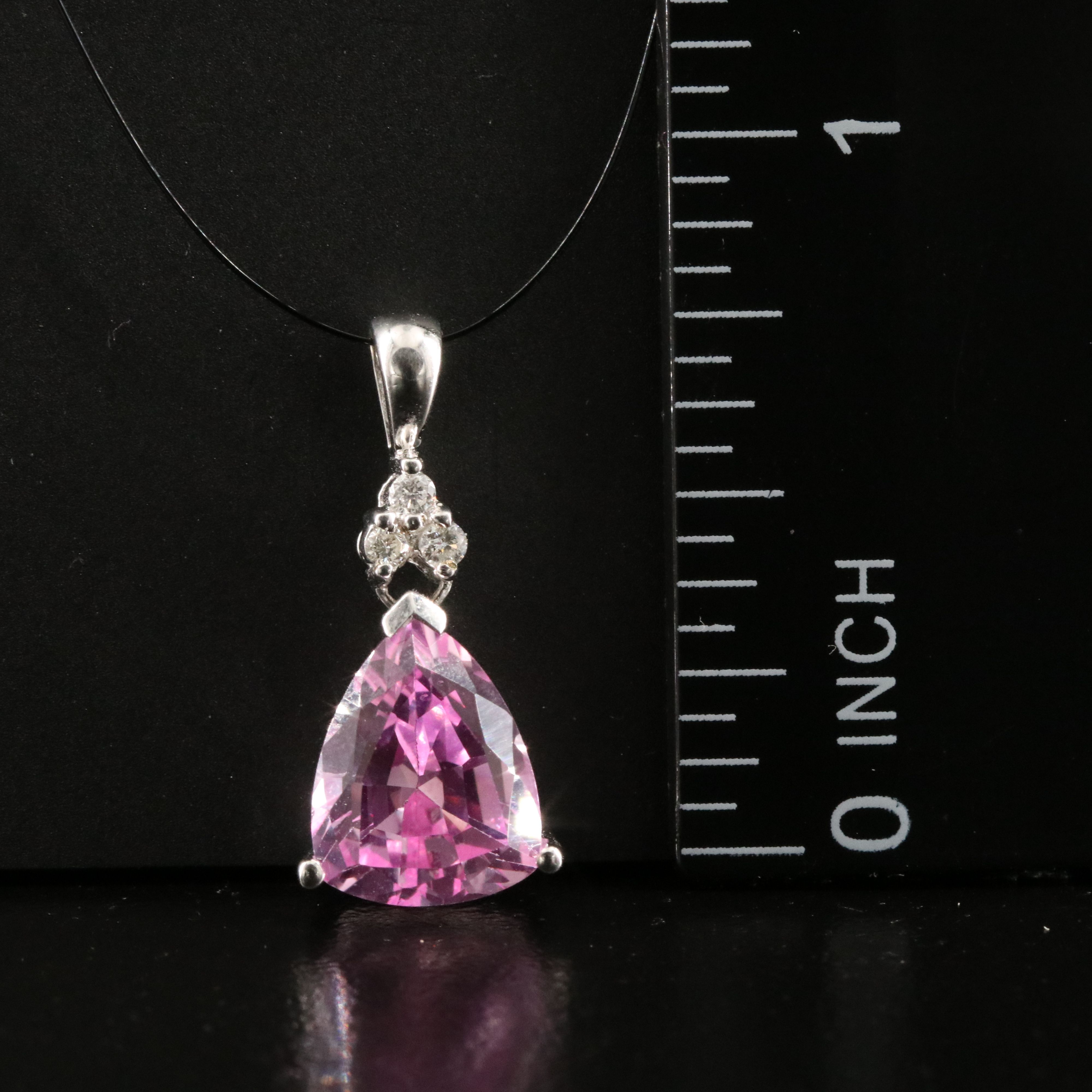 10K Pink Sapphire and Diamond Pendant