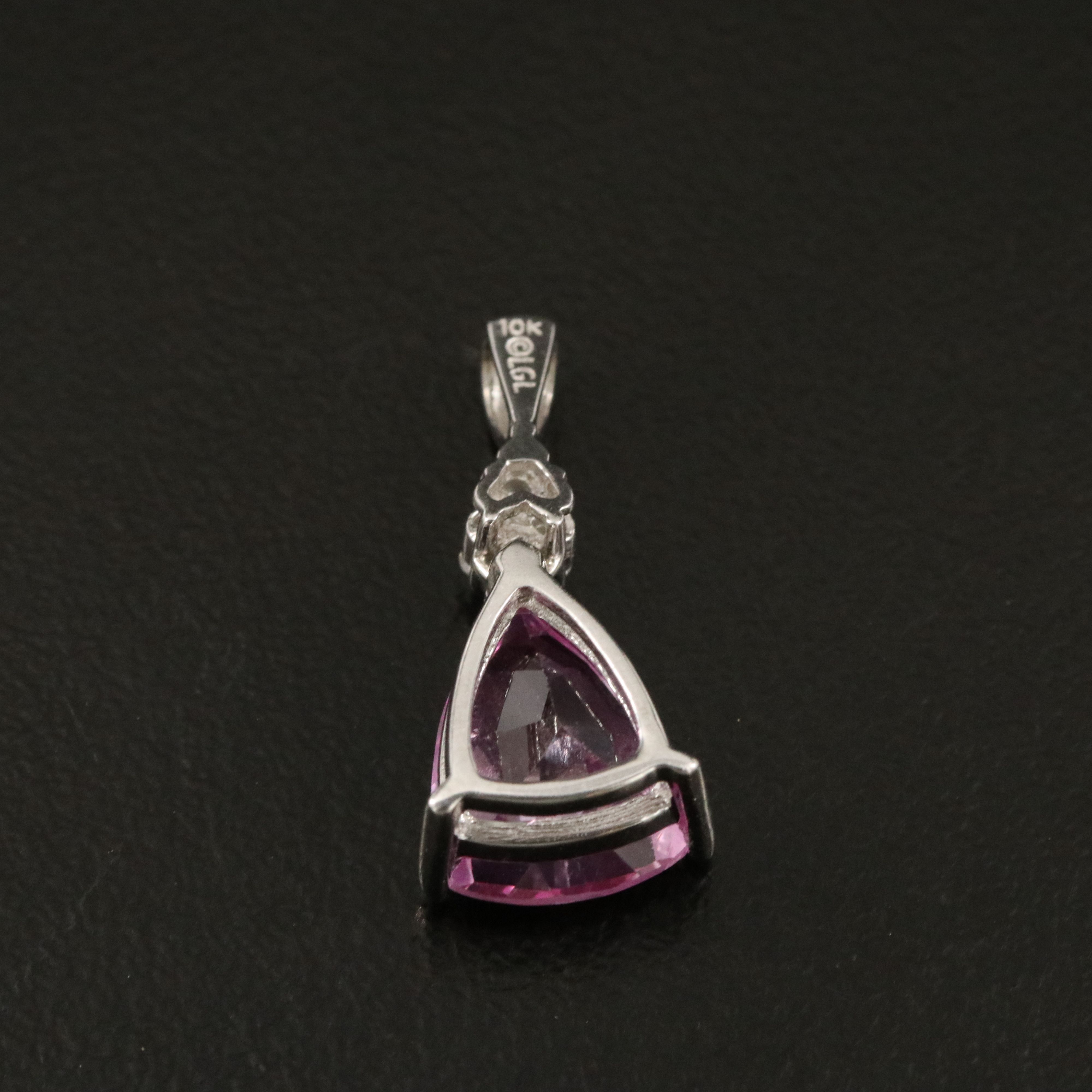 10K Pink Sapphire and Diamond Pendant