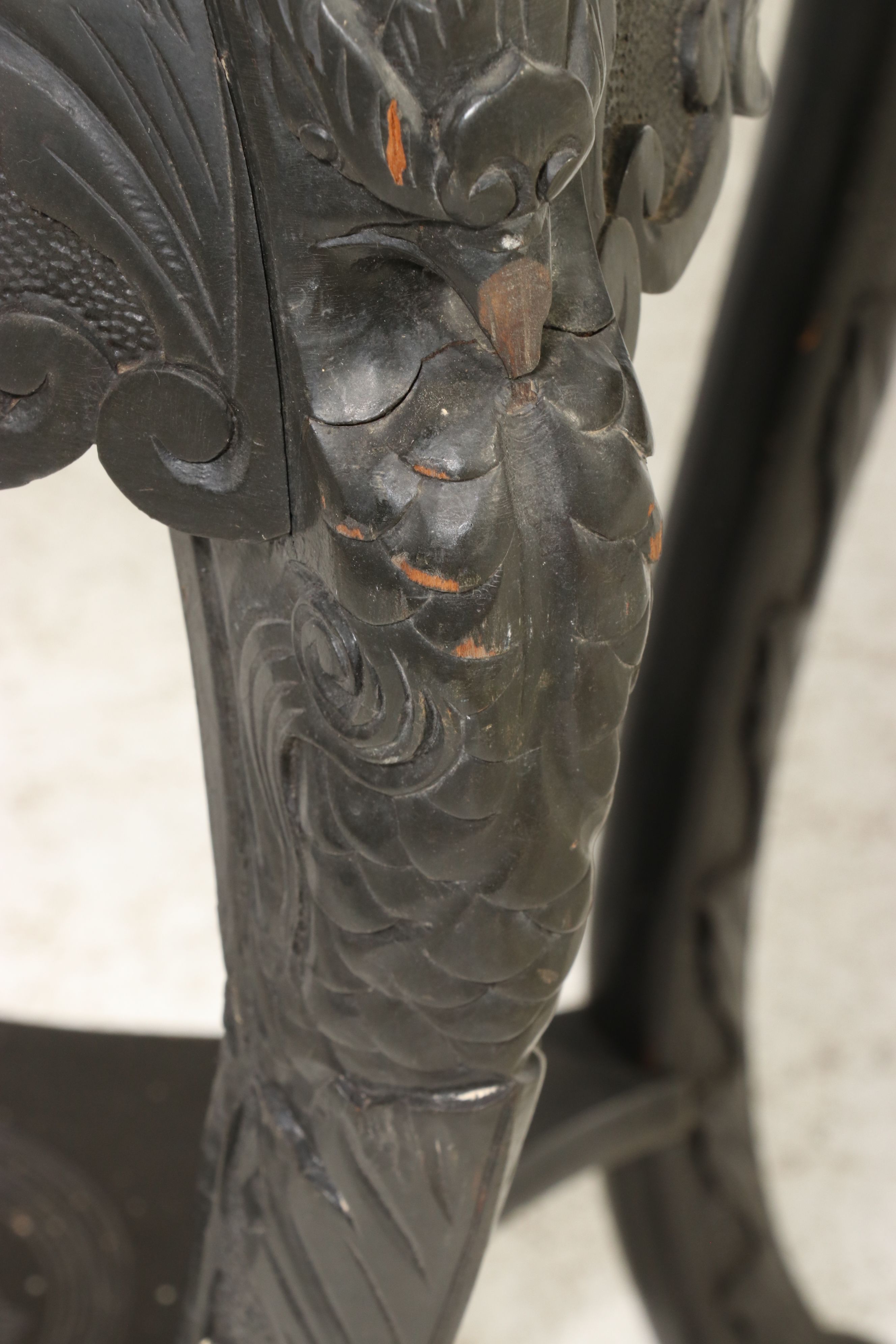 Chinese Export Style Carved Hardwood Pedestal Stand, Early to Mid-20th Century