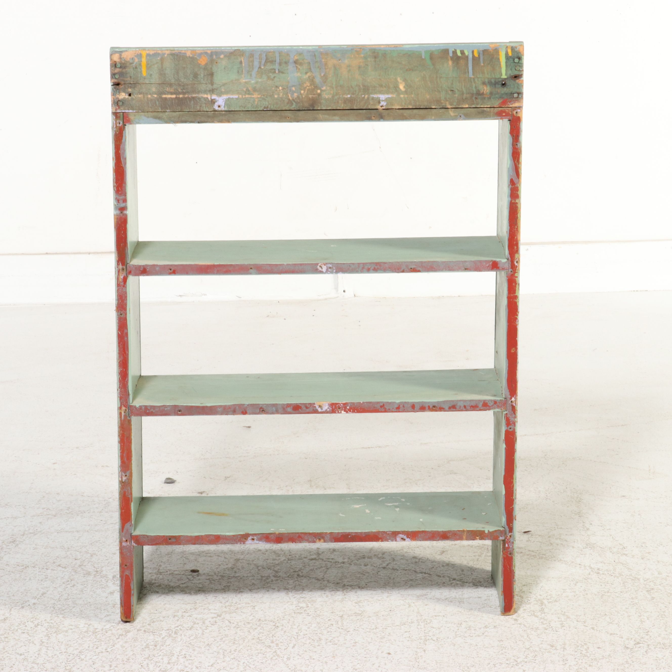 Primitive Painted Pine Utility Shelf, Late 19th Century