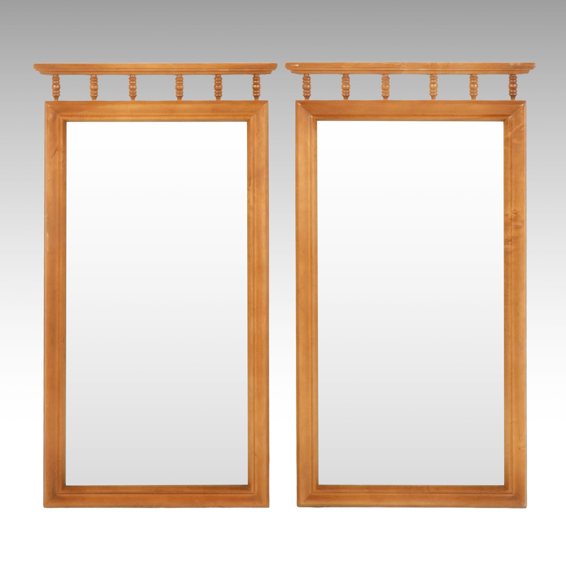 Pair of Willard Maple Pier Mirrors, Mid-20th Century