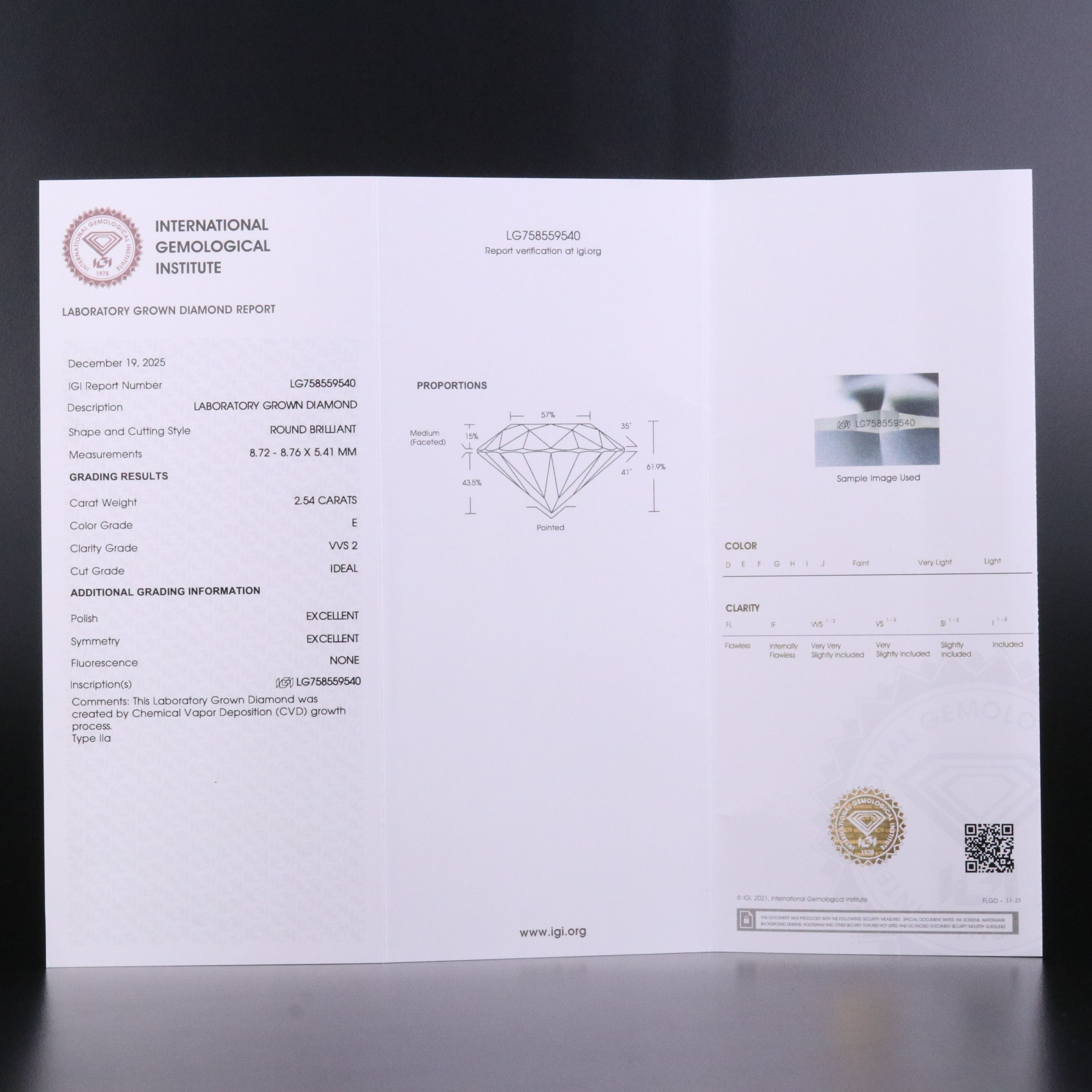 14K 5.08 CT Lab Grown Diamond Stud Earrings with IGI Report