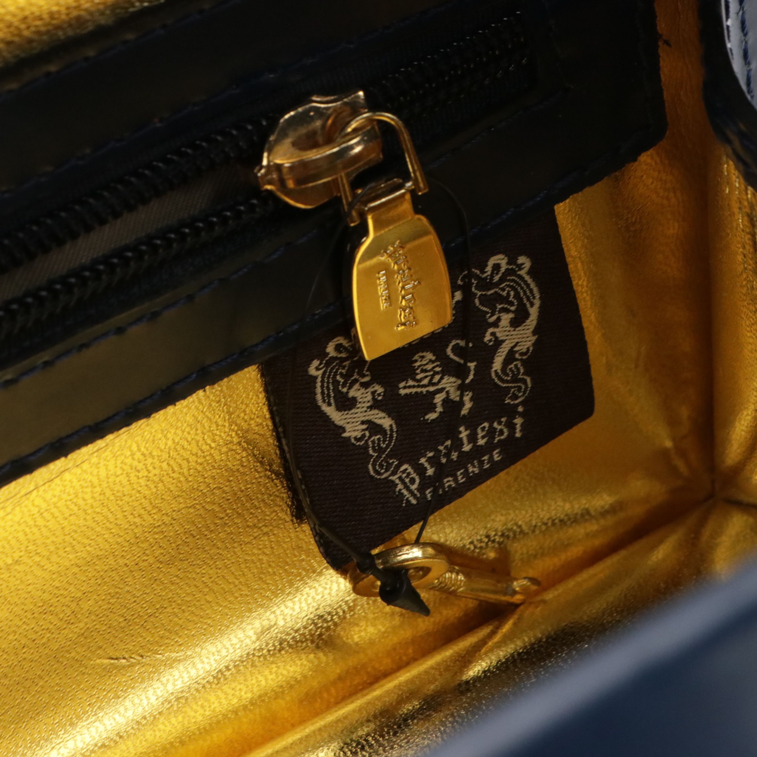 Pratesi Lady Brunelleschi Structured Two Way Bag in Dark Blue Smooth Leather