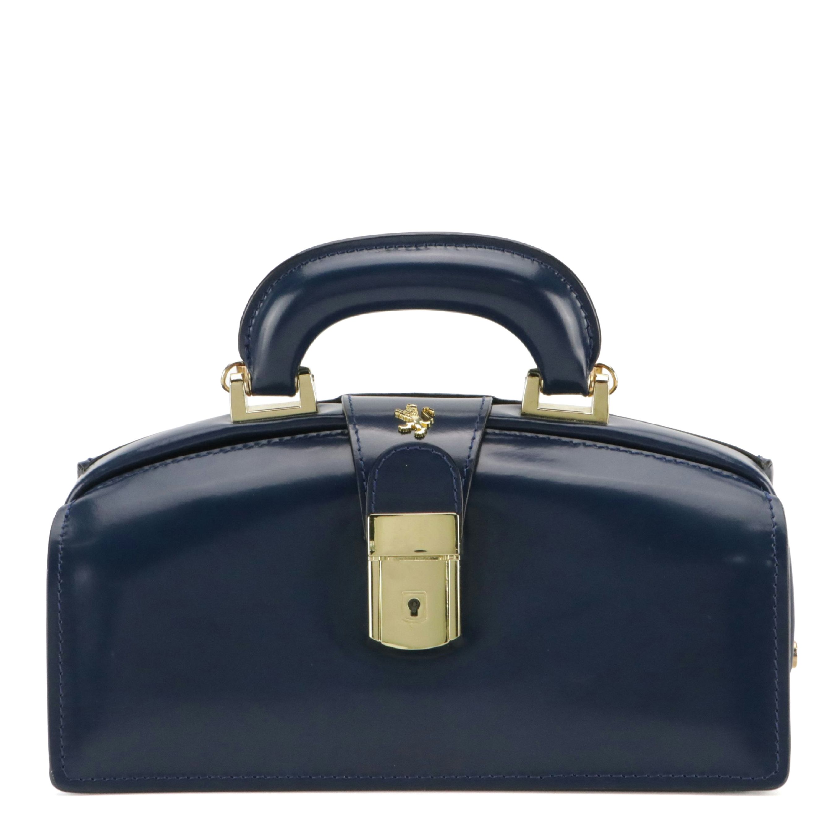 Pratesi Lady Brunelleschi Structured Two Way Bag in Dark Blue Smooth Leather