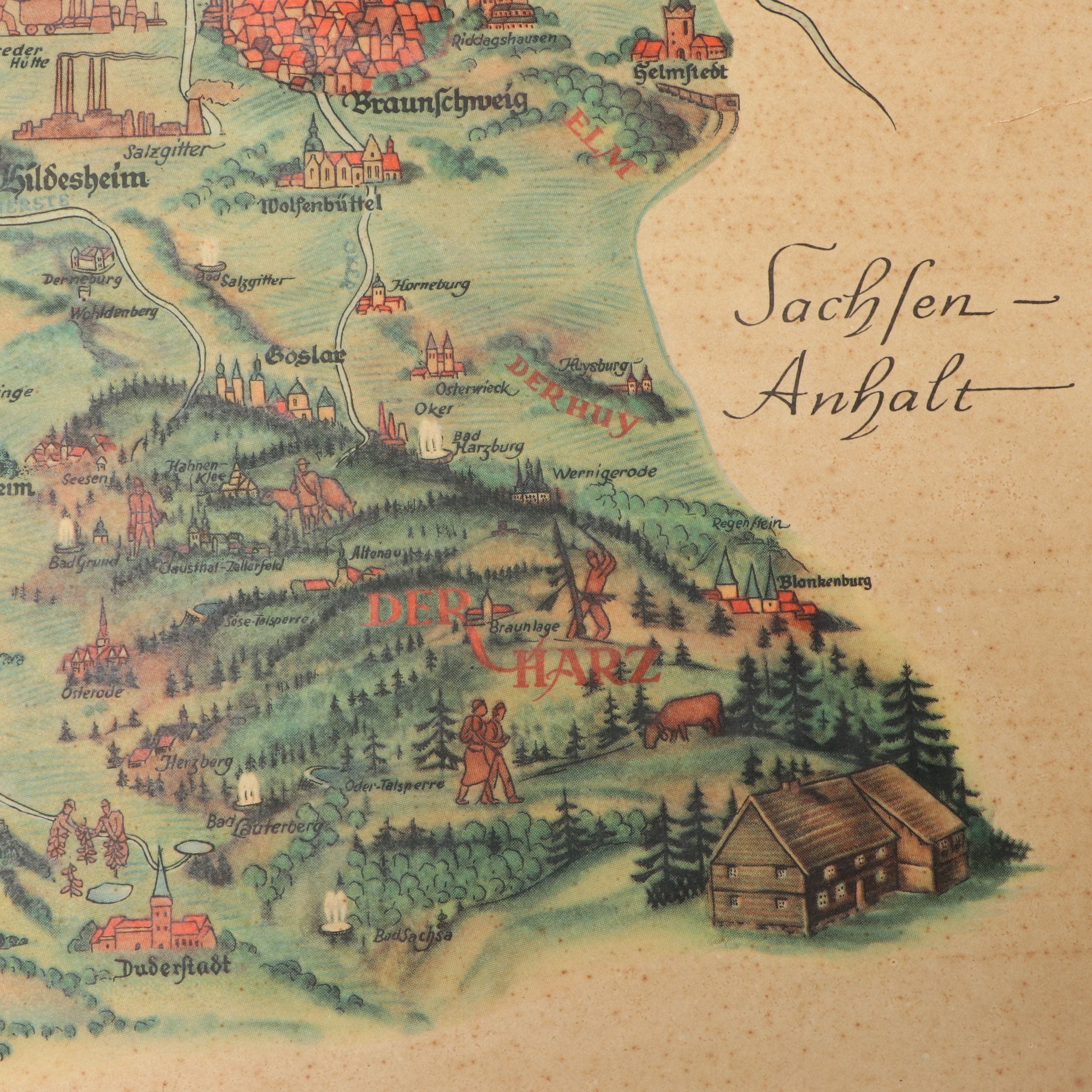 1936 German "Niedersachsen: Ein deutscher Kultur- und Lebensraum" Lithograph Map