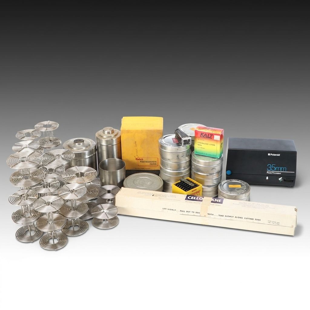 35mm Reels with Film Canisters, Kodak Filters, Polaroid 35mm Processor, More