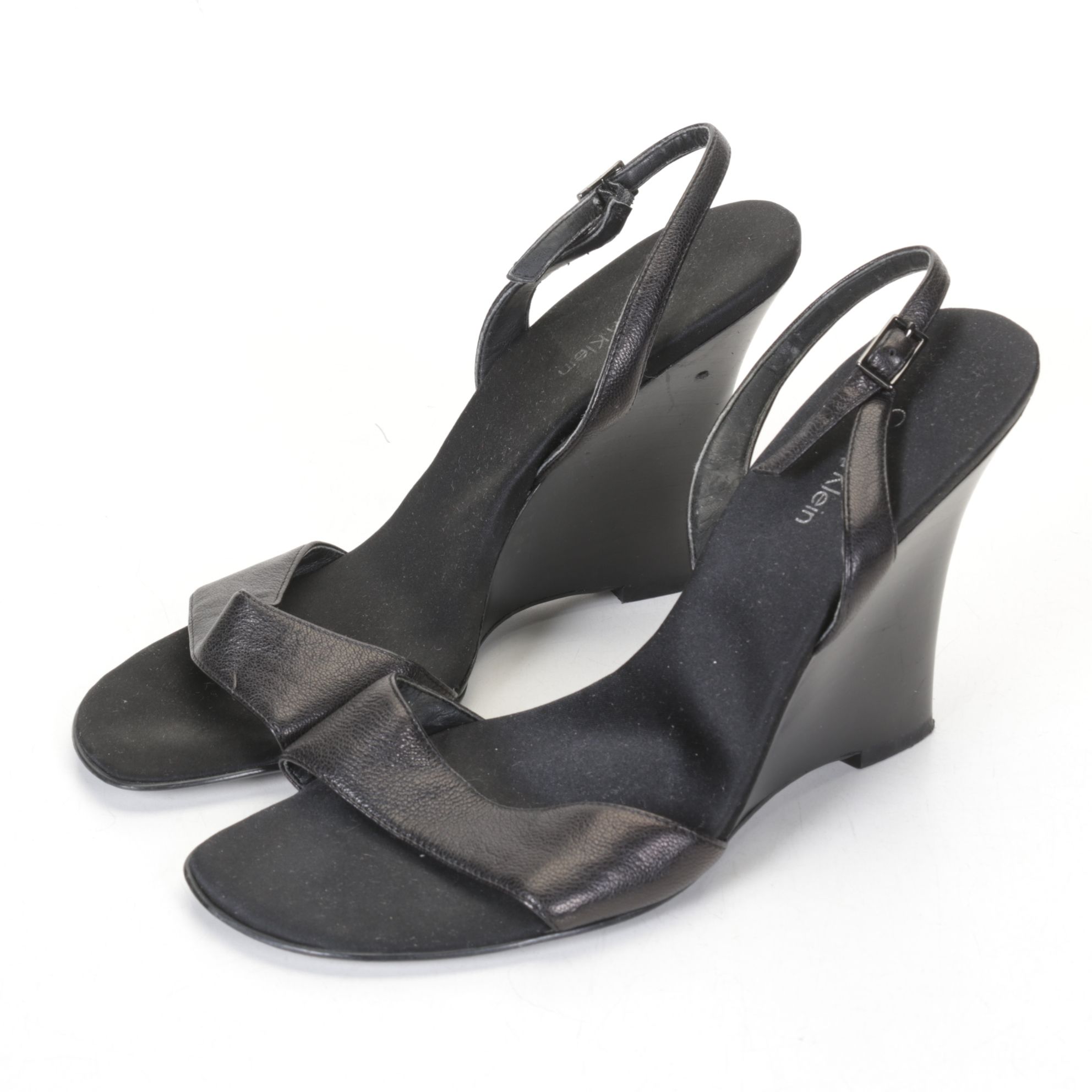 Calvin Klein Black Wedge Sandals and Massimo Baldi Pink Leather Heal Sandals
