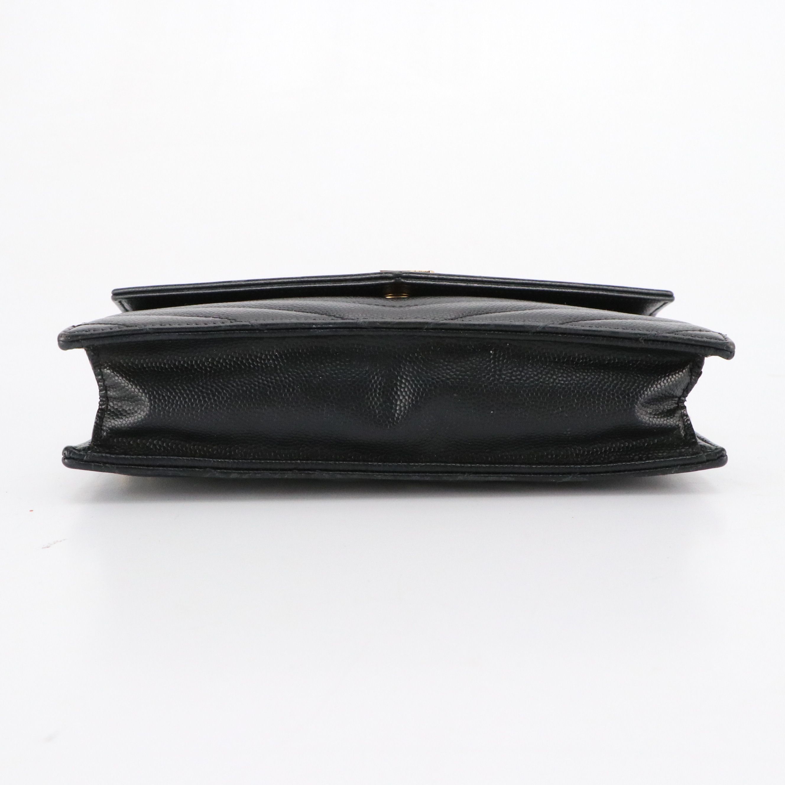 Saint Laurent Classic Cassandre Chain Wallet in Black Caviar Leather