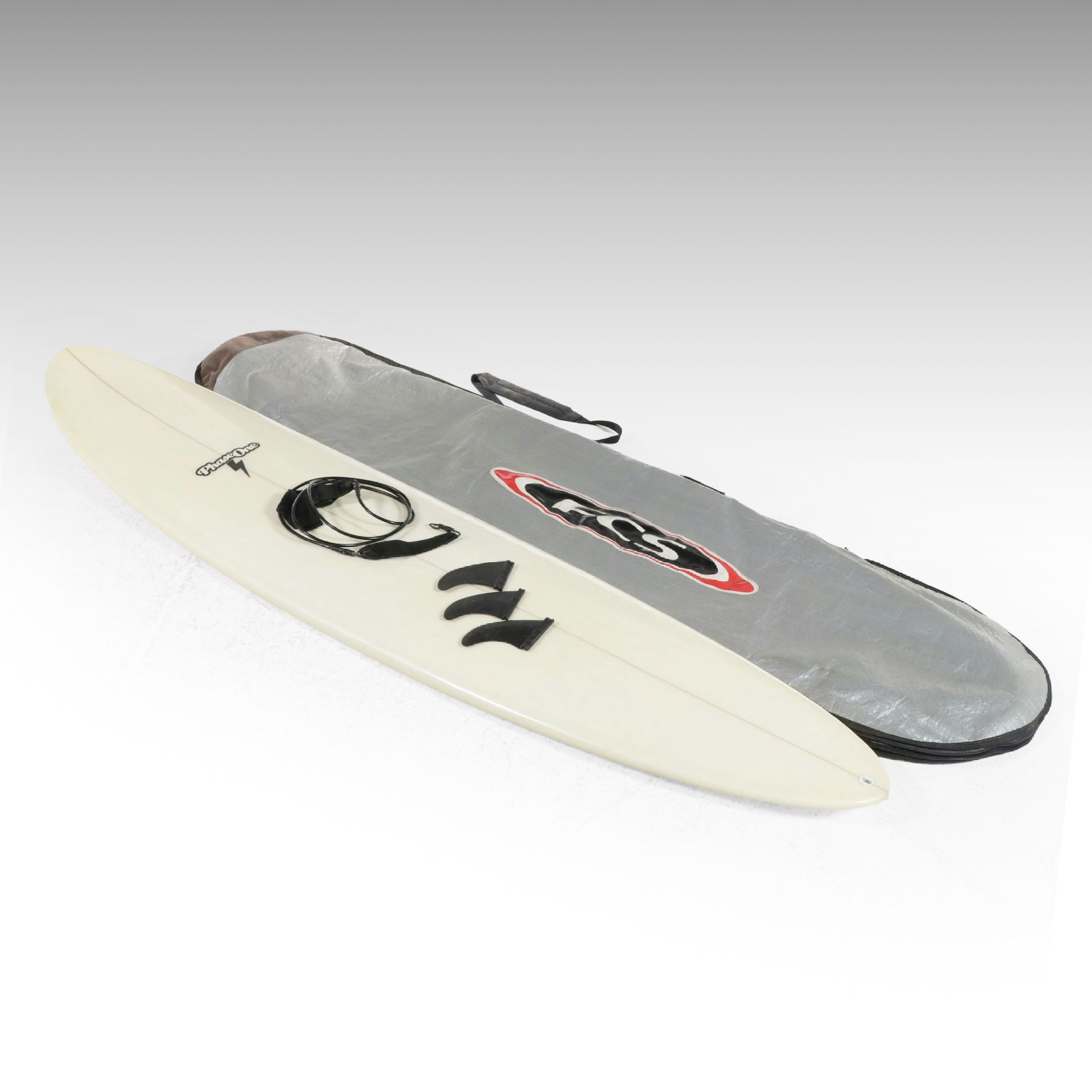 Phase One White Surfboard with Bag